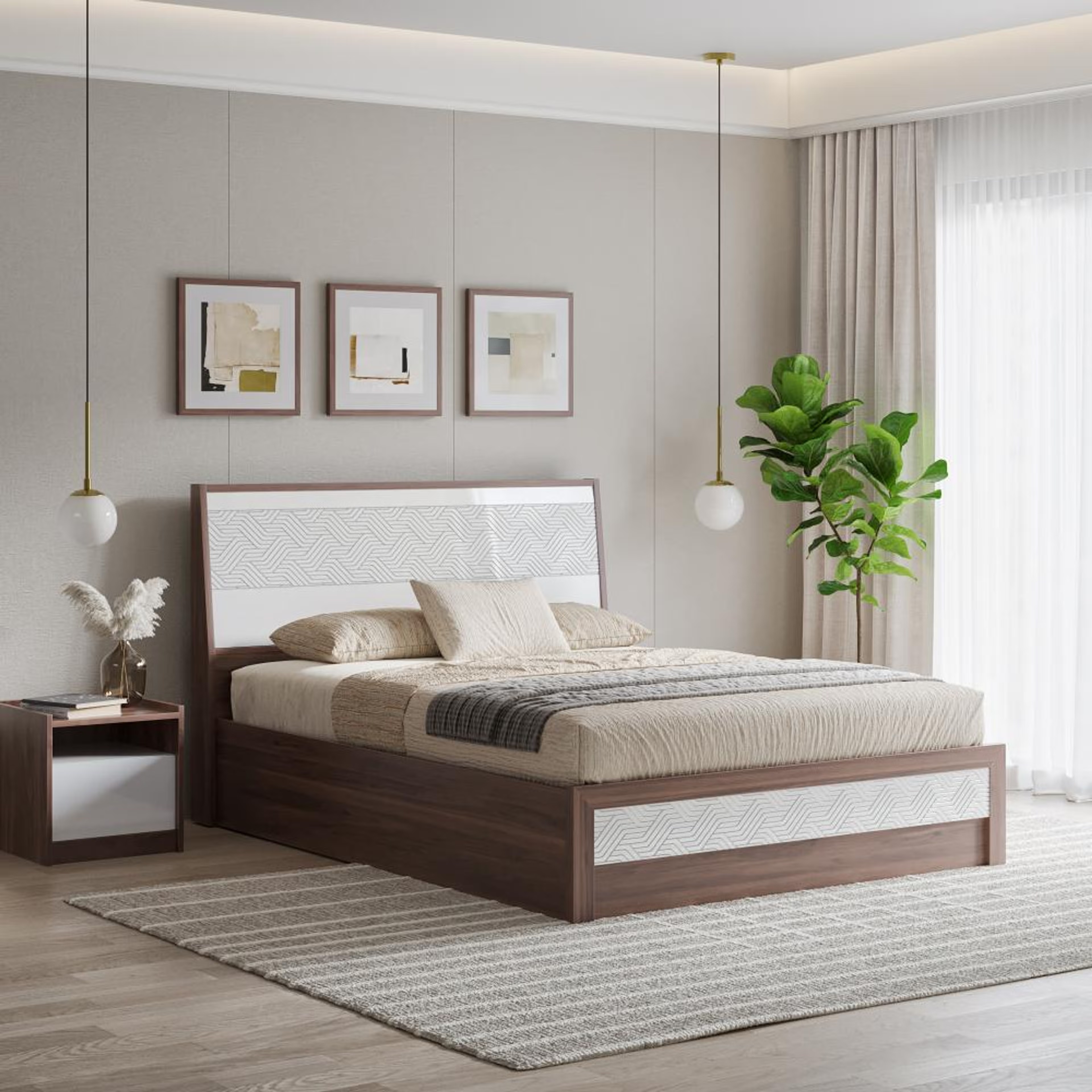 Wakefit Gibeon Queen Engineered Wood Bed with Storage Queen - 78" x 60\
