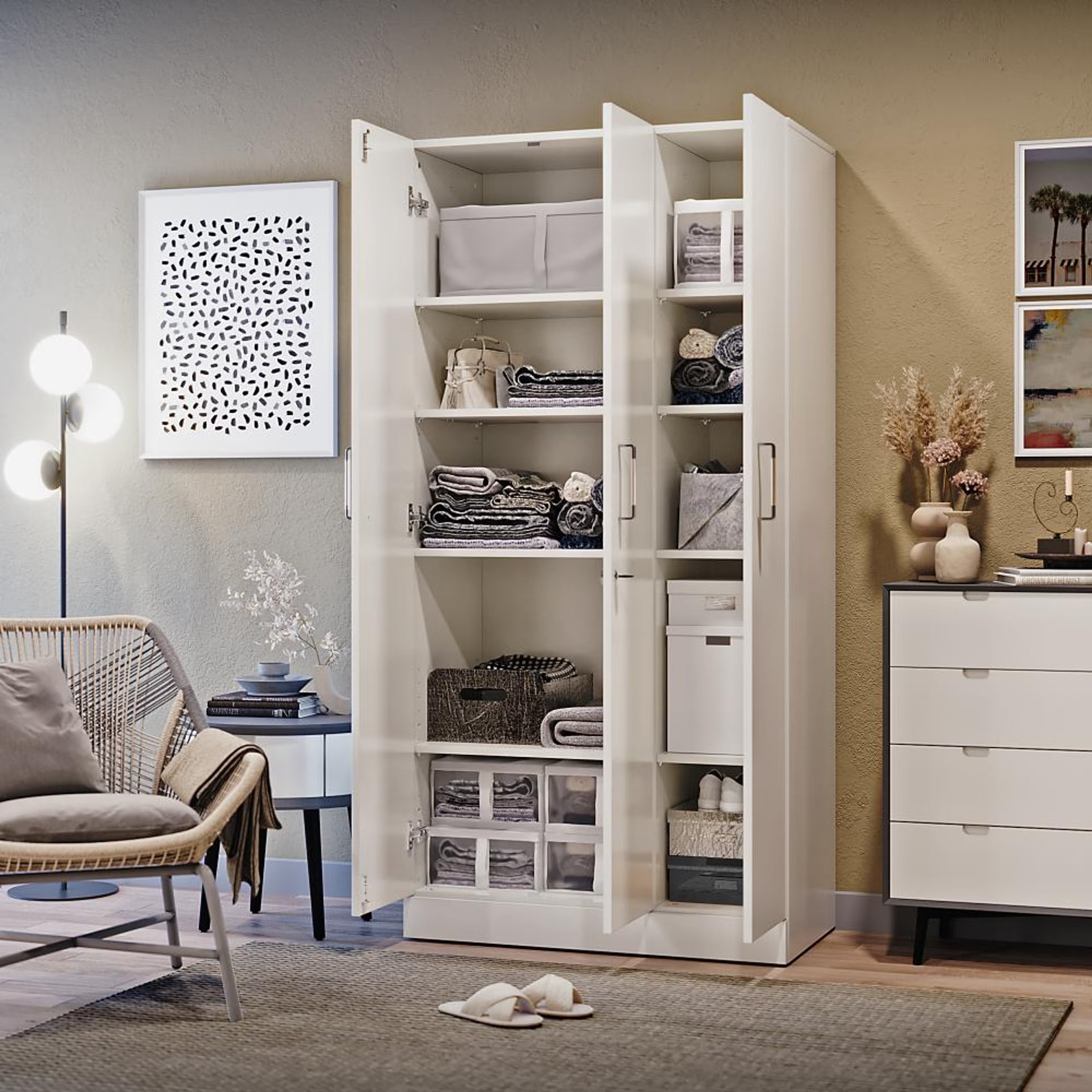 Twill 3 Door Compact Wardrobe | Without Drawer & Mirror | No Hanging Area | (Frosty white) 3 Door, Without Drawer, Without Mirror, No Hanging Area, Frosty White