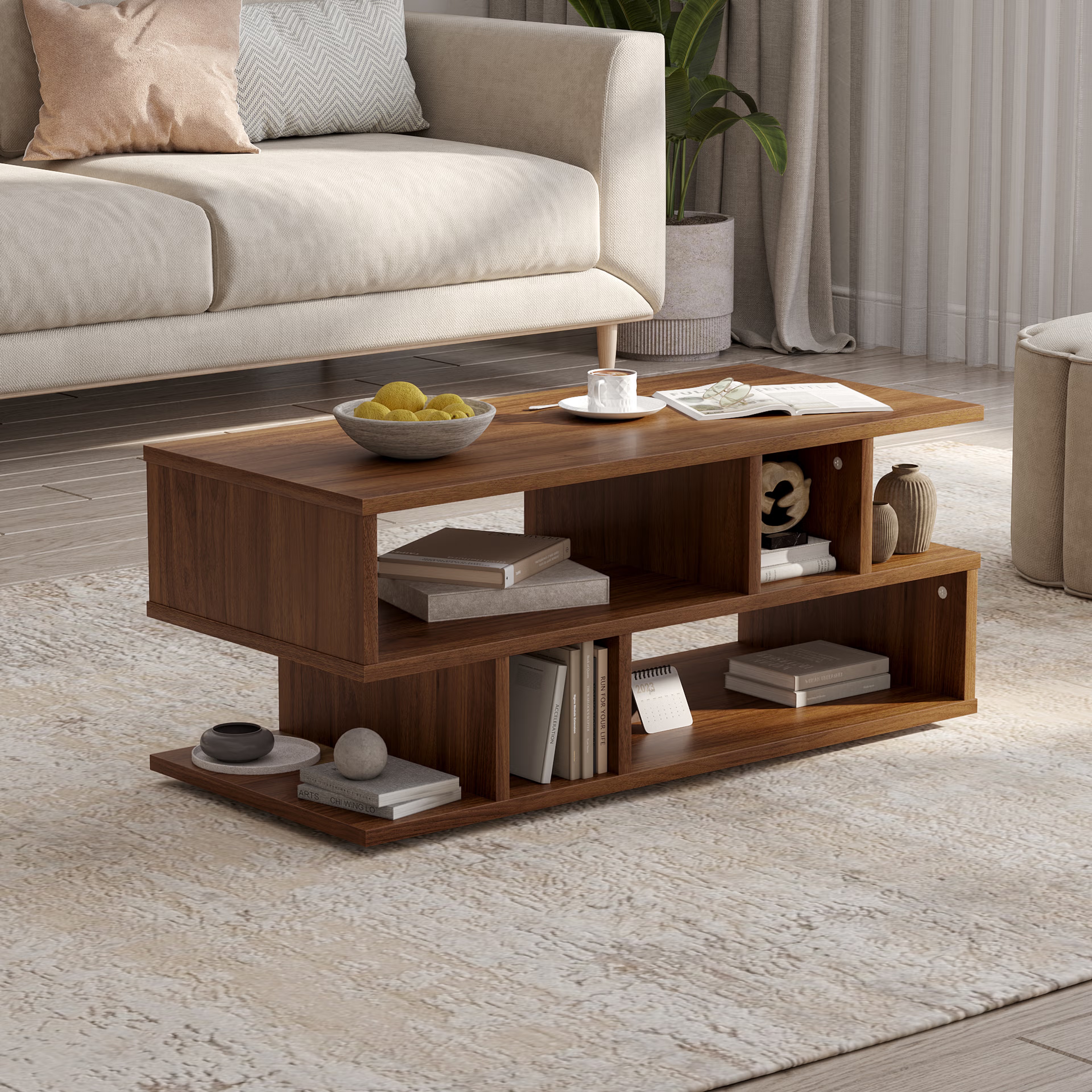 Crema Coffee Table - Columbian Walnut Color, Engineered Wood Columbian Walnut
