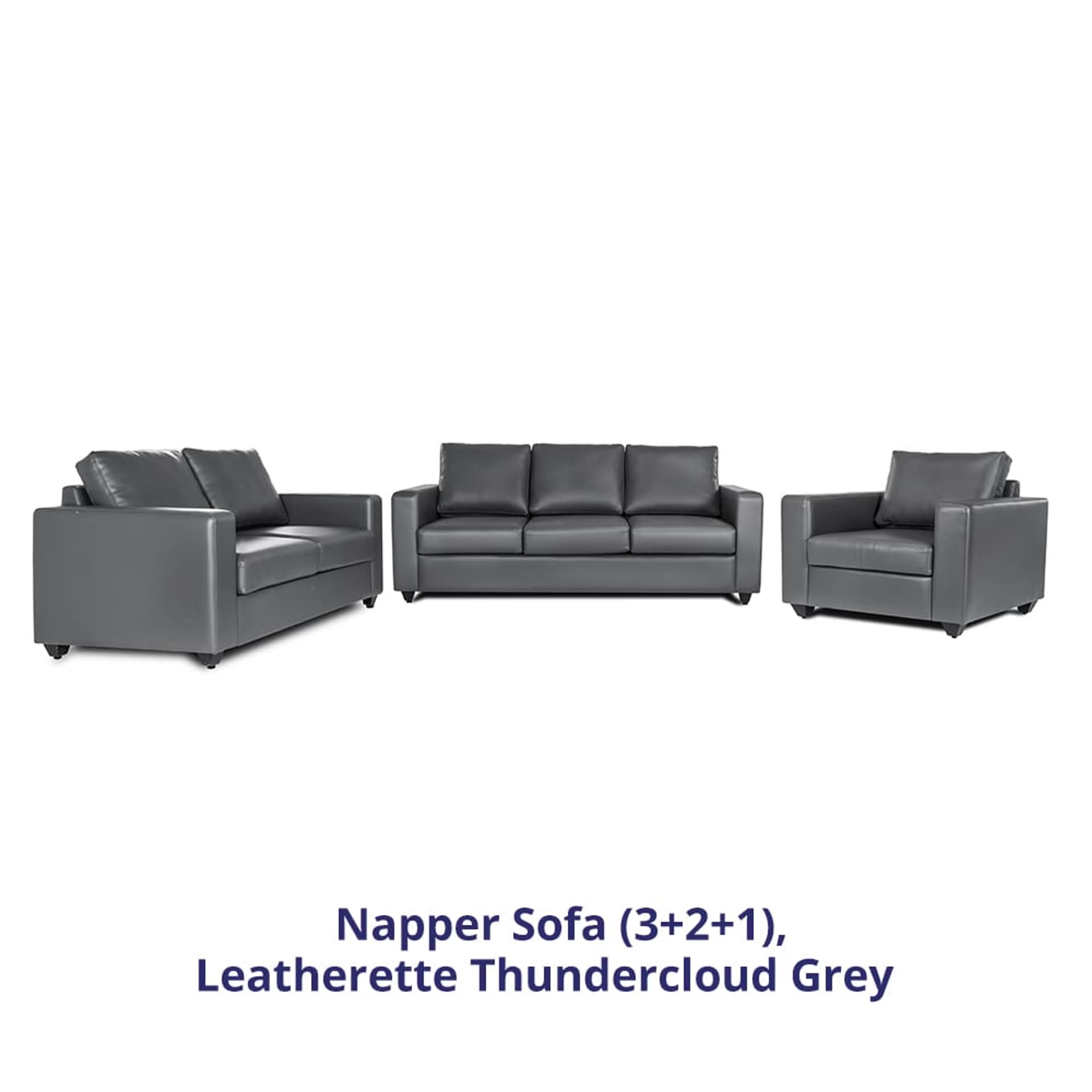 Wakefit Napper Sofa Set (3+2+1) Regular, Without Storage, 3+2+1, Thundercloud