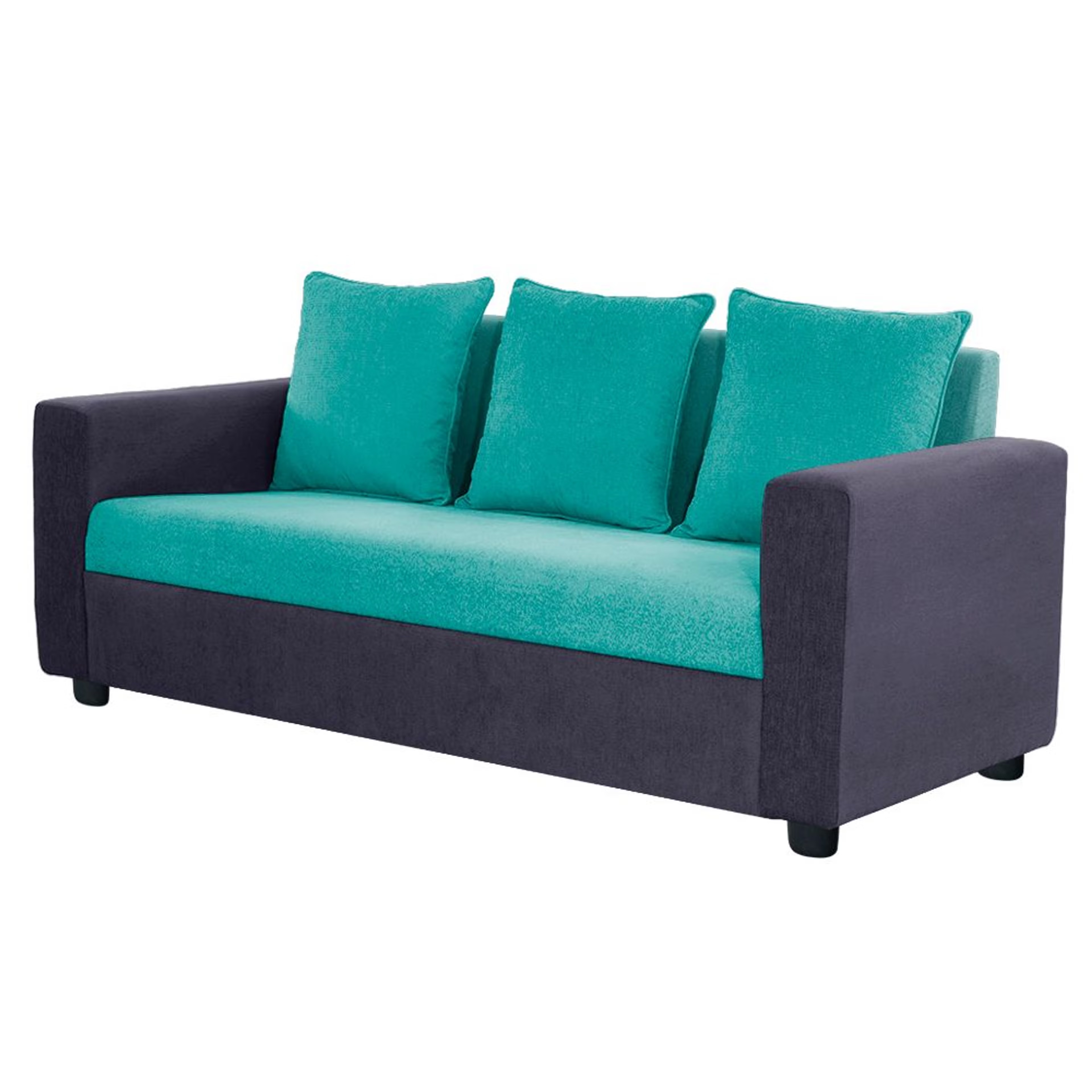 Wakefit Solatio Sofa - Three Seater Regular, Three Seater, Purple Grey & Sky Green