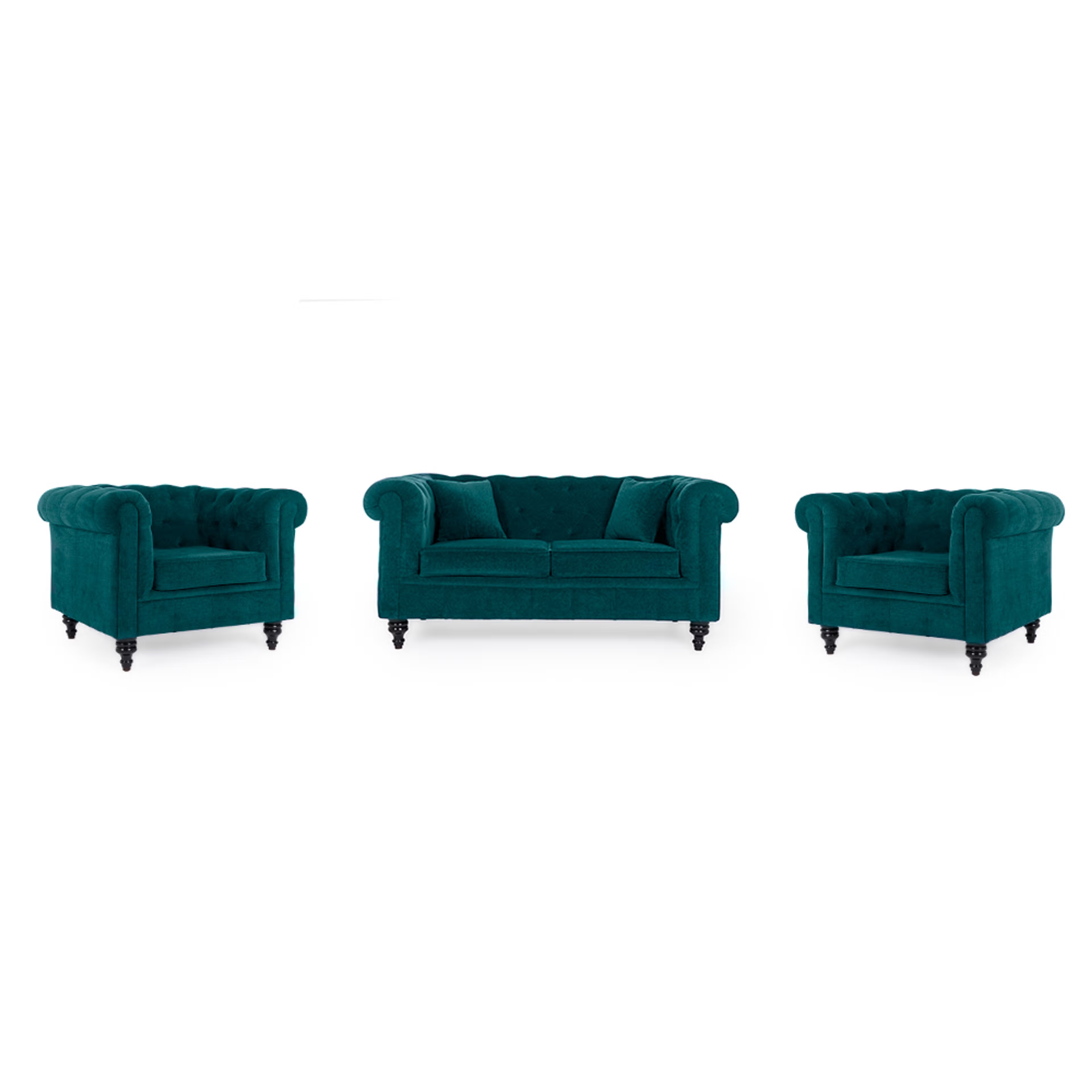 Wakefit Havana Sofa Set (2+1+1) Malibu Green 2 Seater + 1 Seater + 1 Seater, Malibu Green