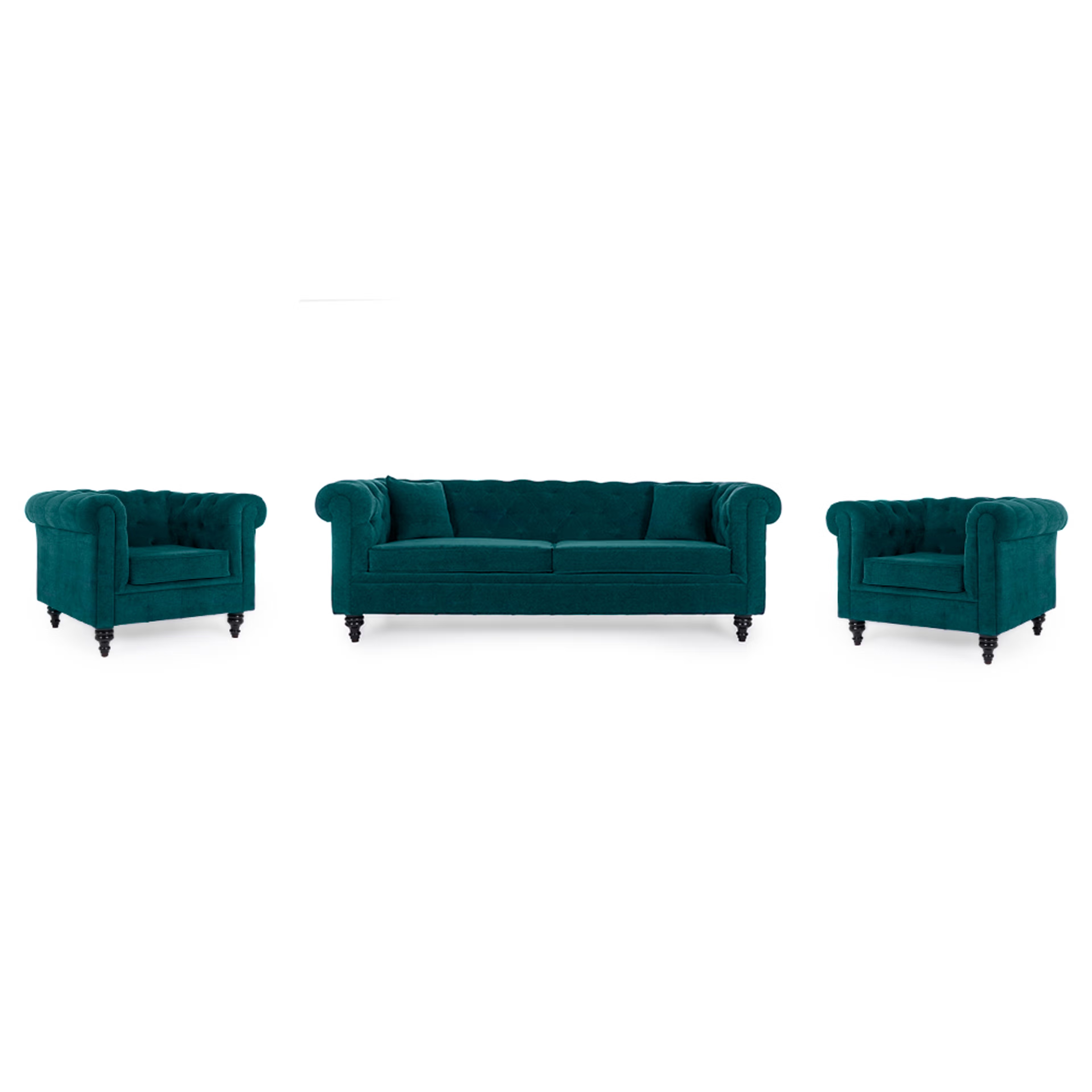 Wakefit Havana Sofa Set (3+1+1) Malibu Green 3 Seater + 1 Seater + 1 Seater, Malibu Green