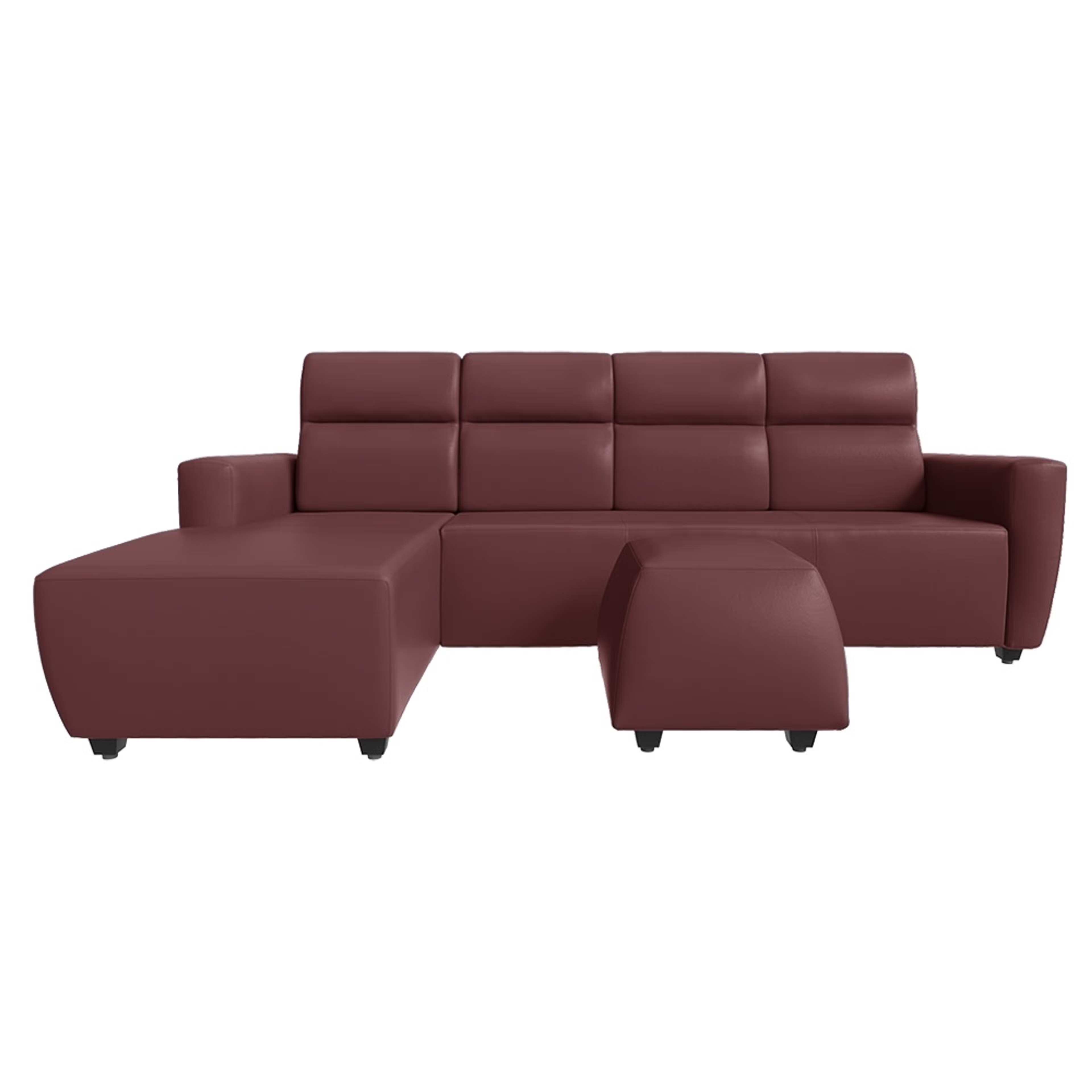 Wakefit Belize L Shape Sofa Set (3 Seater + Left Aligned Chaise with Ottoman) Sectional, Set (3 Seater + Left Aligned Chaise with Ottoman), Sangria