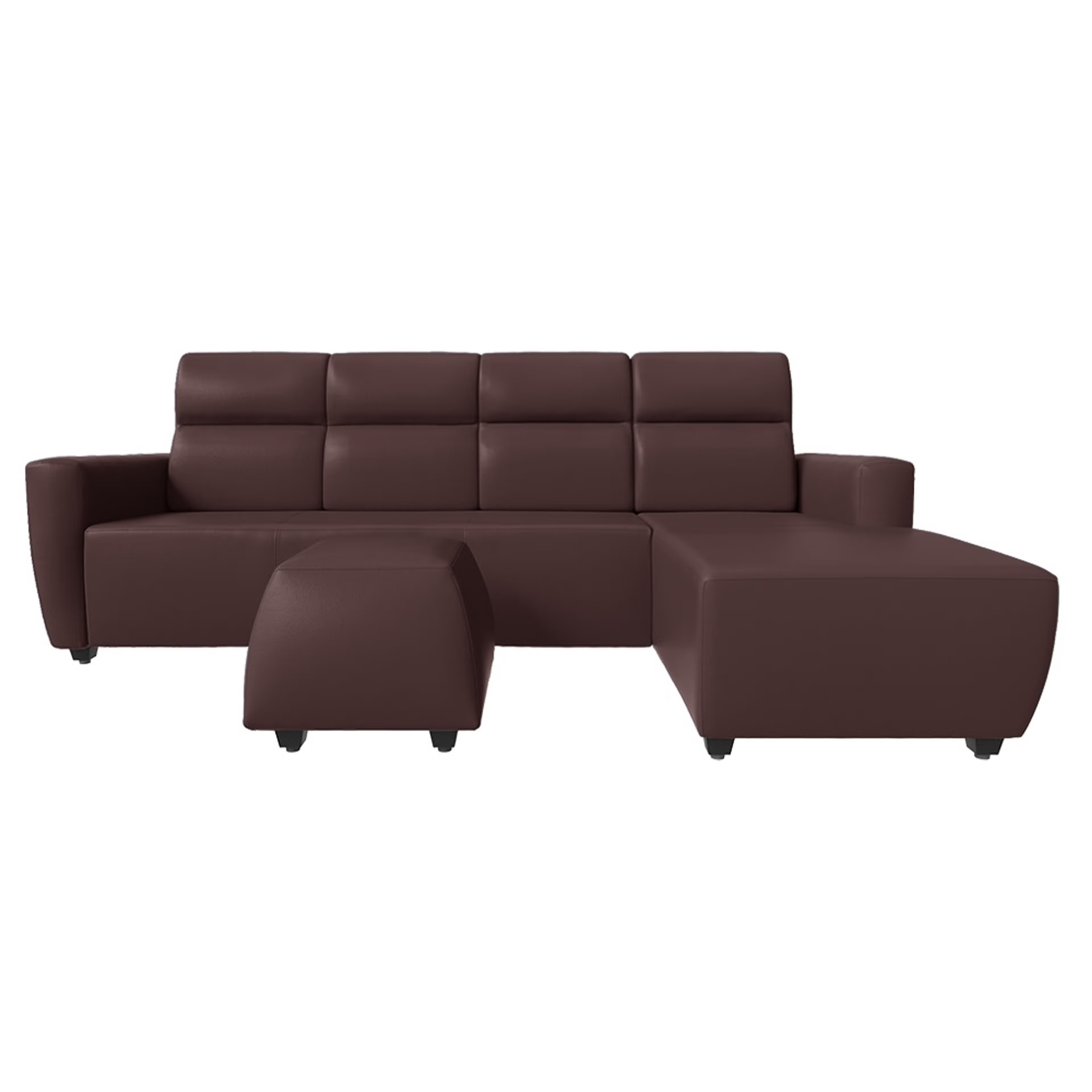 Home 43 Wakefit Belize L Shape Sofa Set (3 Seater + Right Aligned Chaise with Ottoman) Sectional, Set (3 Seater + Right Aligned Chaise with Ottoman), Dark Fantasy