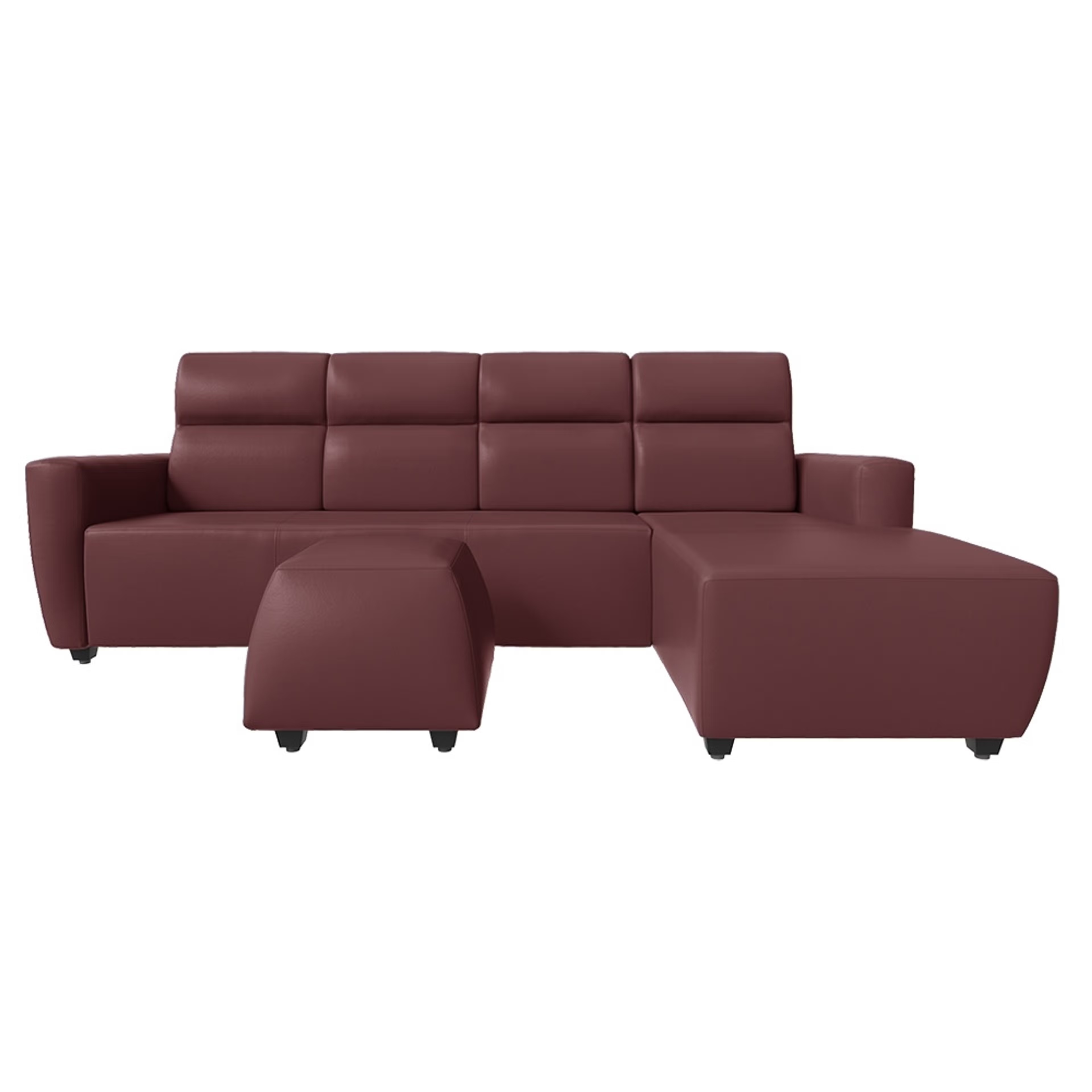Wakefit Belize L Shape Sofa Set (3 Seater + Right Aligned Chaise with Ottoman) Sectional, Set (3 Seater + Right Aligned Chaise with Ottoman), Sangria