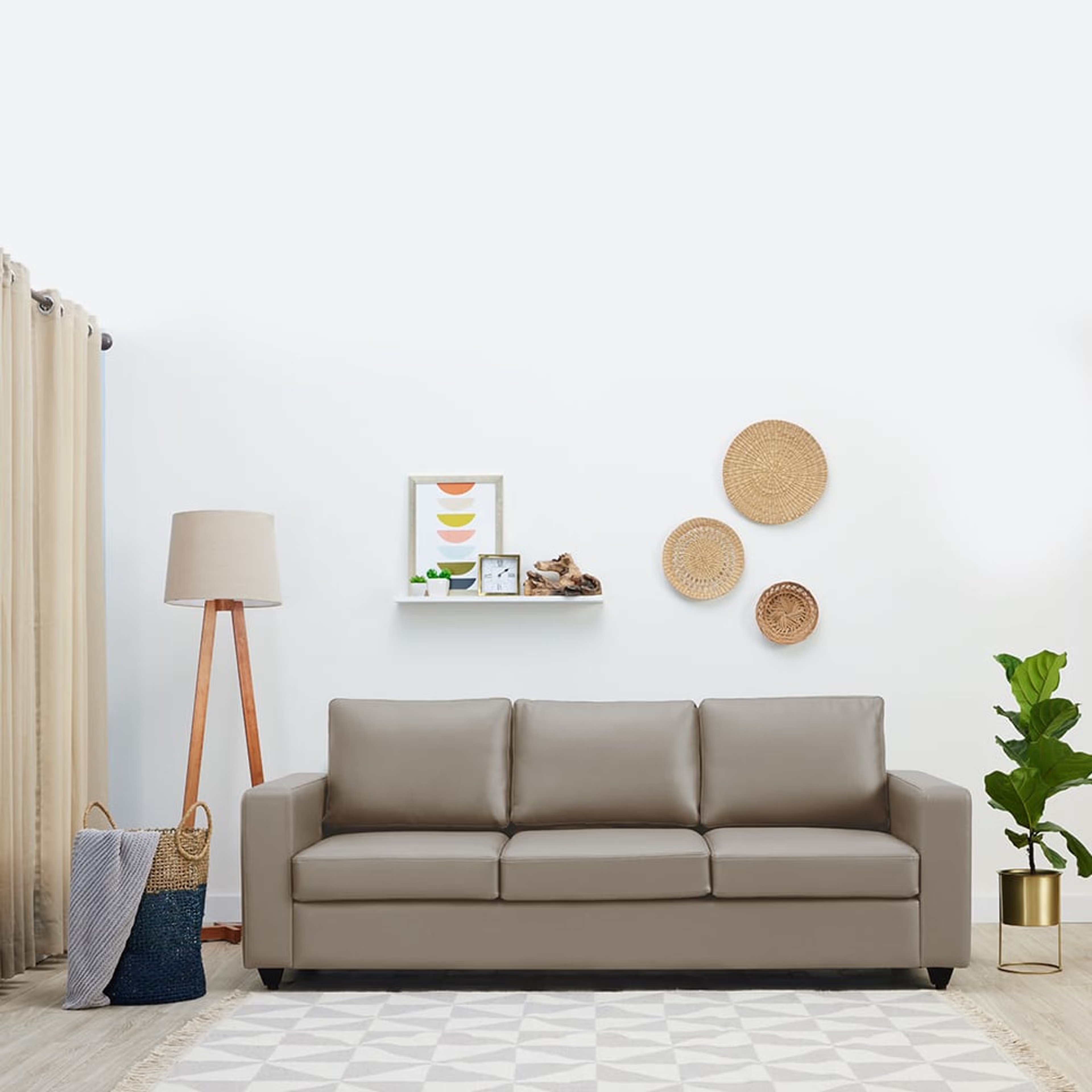 Wakefit Napper Sofa - Three Seater Regular, Without Storage, 3, Cappuccino