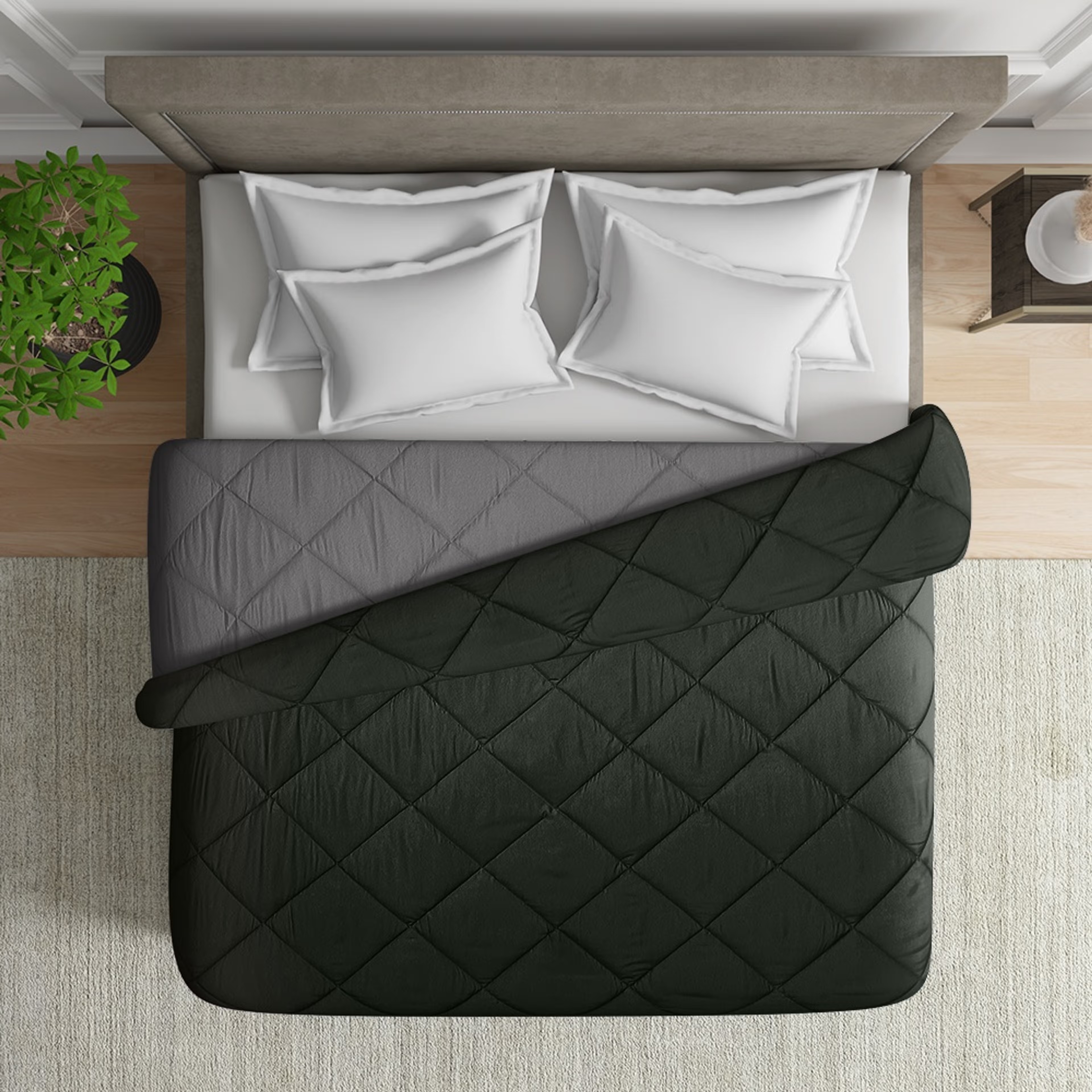 Luxurious Comforter | Single Bed (90x60 Inch) | Micro Peach Finished Fabric | 220 GSM | Siliconised Microfiber Filling | All Season & Reversible | Rosin & Night Owl Super Soft Micro, Single, 220 GSM, Rosin & Night Owl