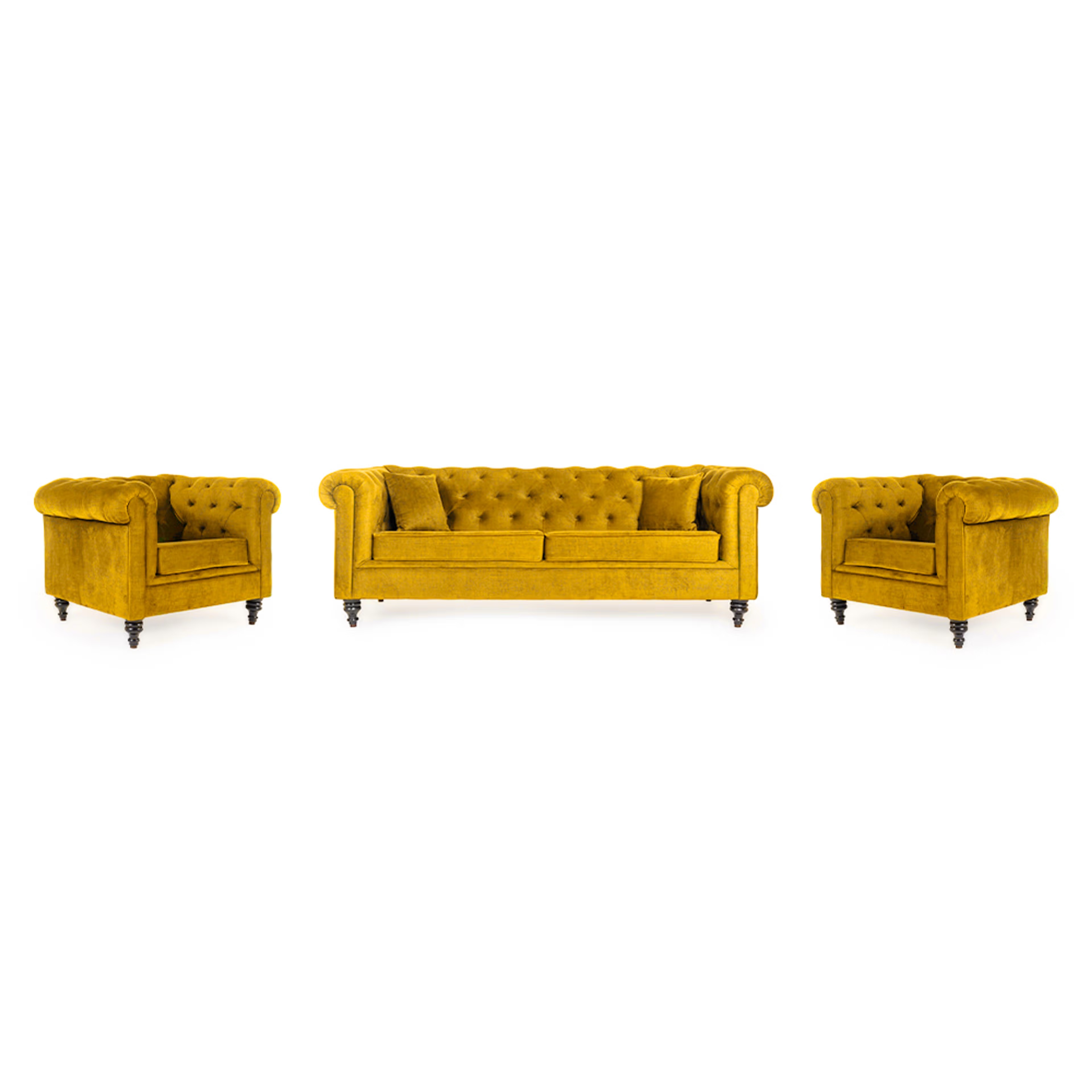 Wakefit Havana Sofa Set (3+1+1) Reflection Yellow 3 Seater + 1 Seater + 1 Seater, Yellow