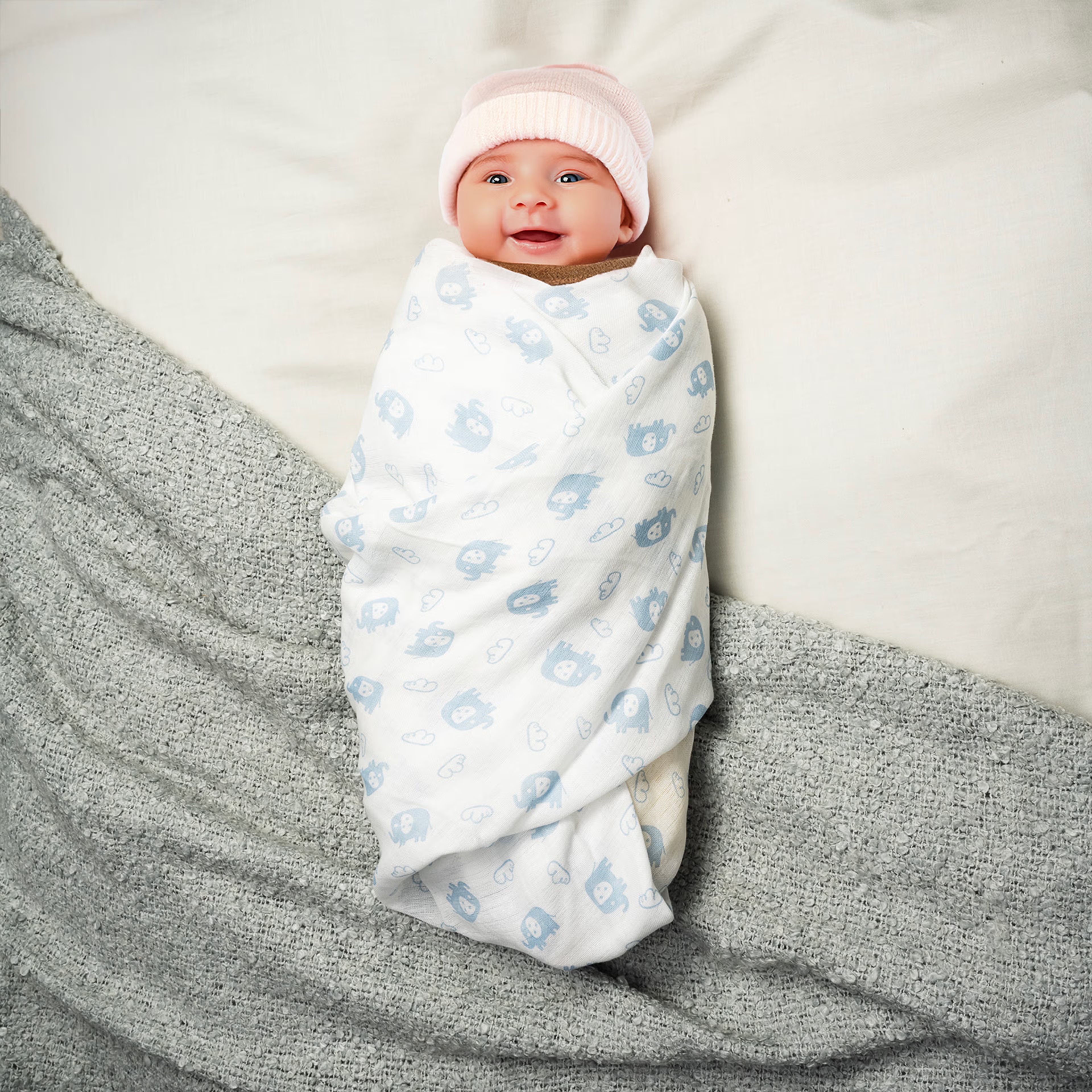 Wakefit Baby Wrap Muslin Cloth -Elepha ( Small ,Set of two ) Set of 2, Small, Elepha 3 Wakefit Baby Wrap Muslin Cloth -Elepha ( Small ,Set of two ) Set of 2, Small, Elepha