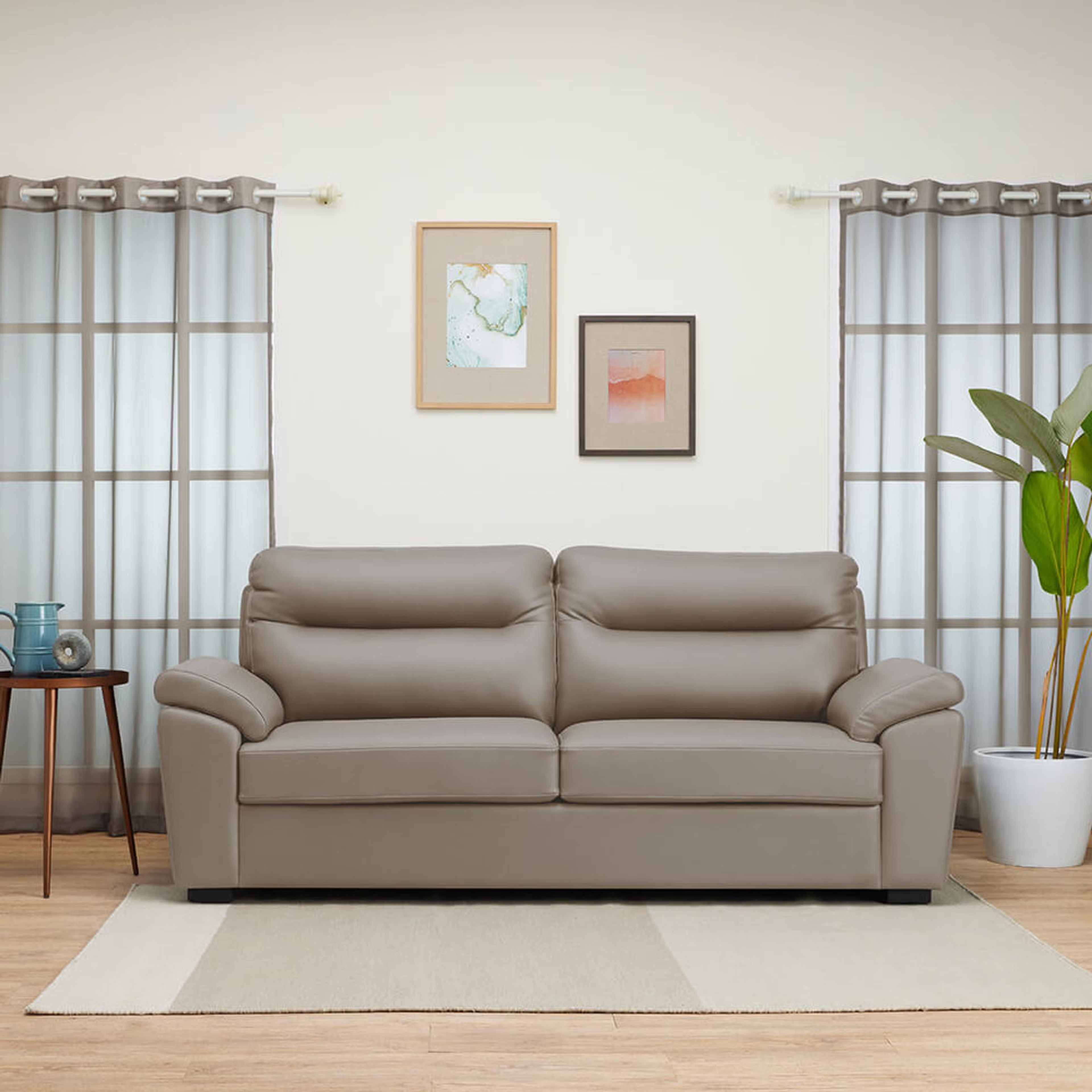 Home 37 Wakefit Lounger Sofa Set (3+2+1) Regular, Set (3+2+1), Leatherette Cappuccino