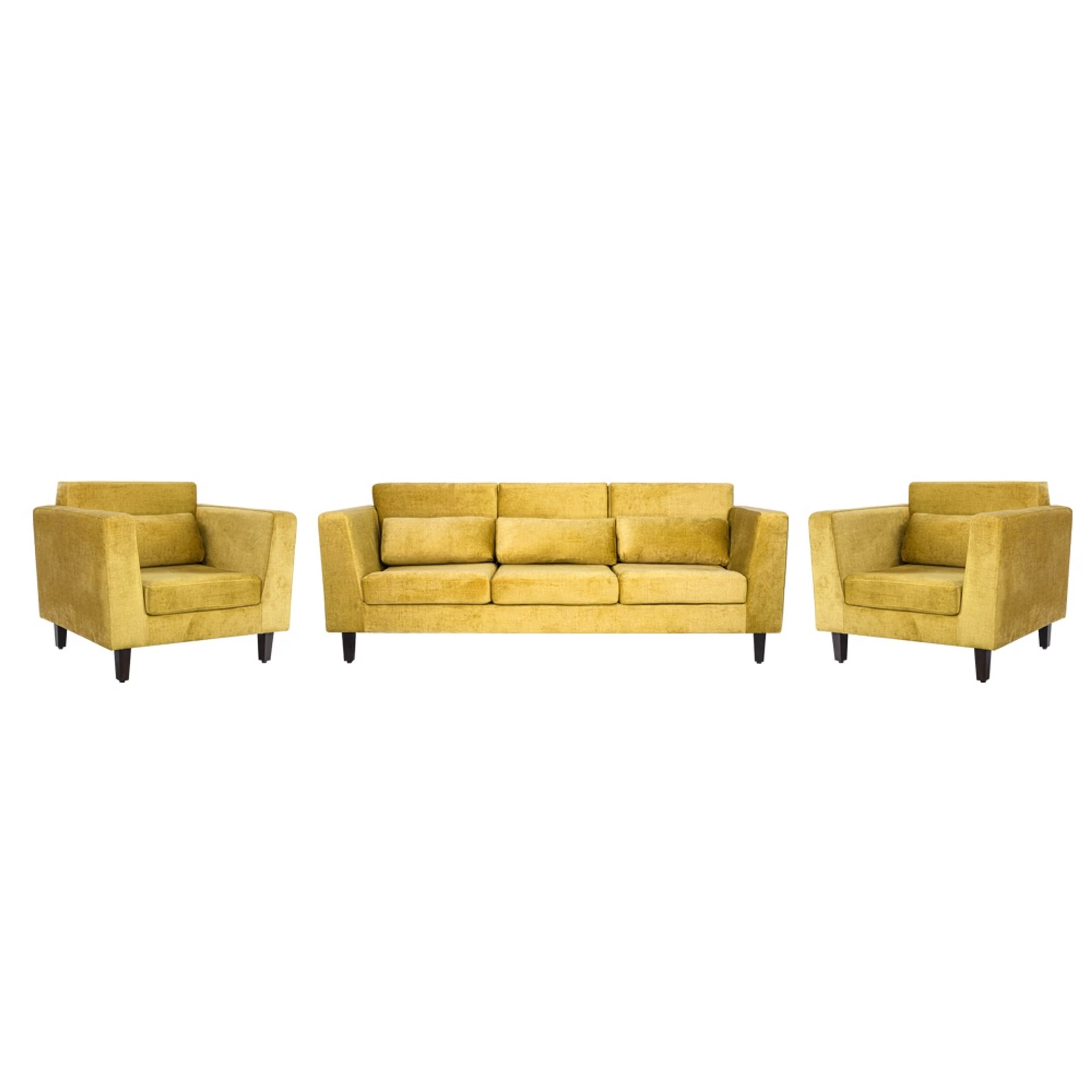 Home 46 SnoozePro Plus Sofa Set - (3+1+1) Reflection Yellow Regular, 3 Seater + 1 Seater + 1 Seater, Yellow