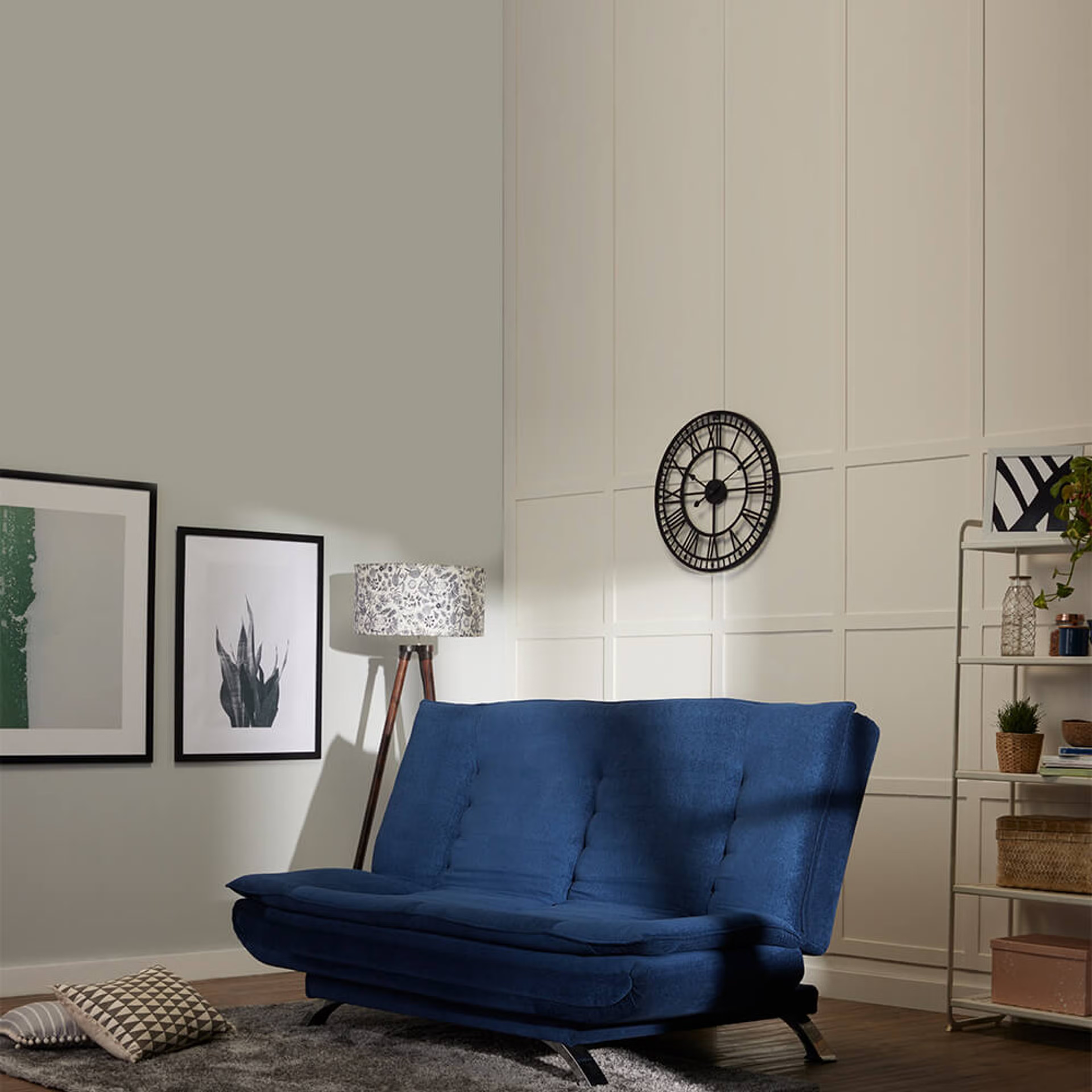 Home 25 Wakefit Amoeba Sofa cum Bed Three Seater, Cobalt Blue
