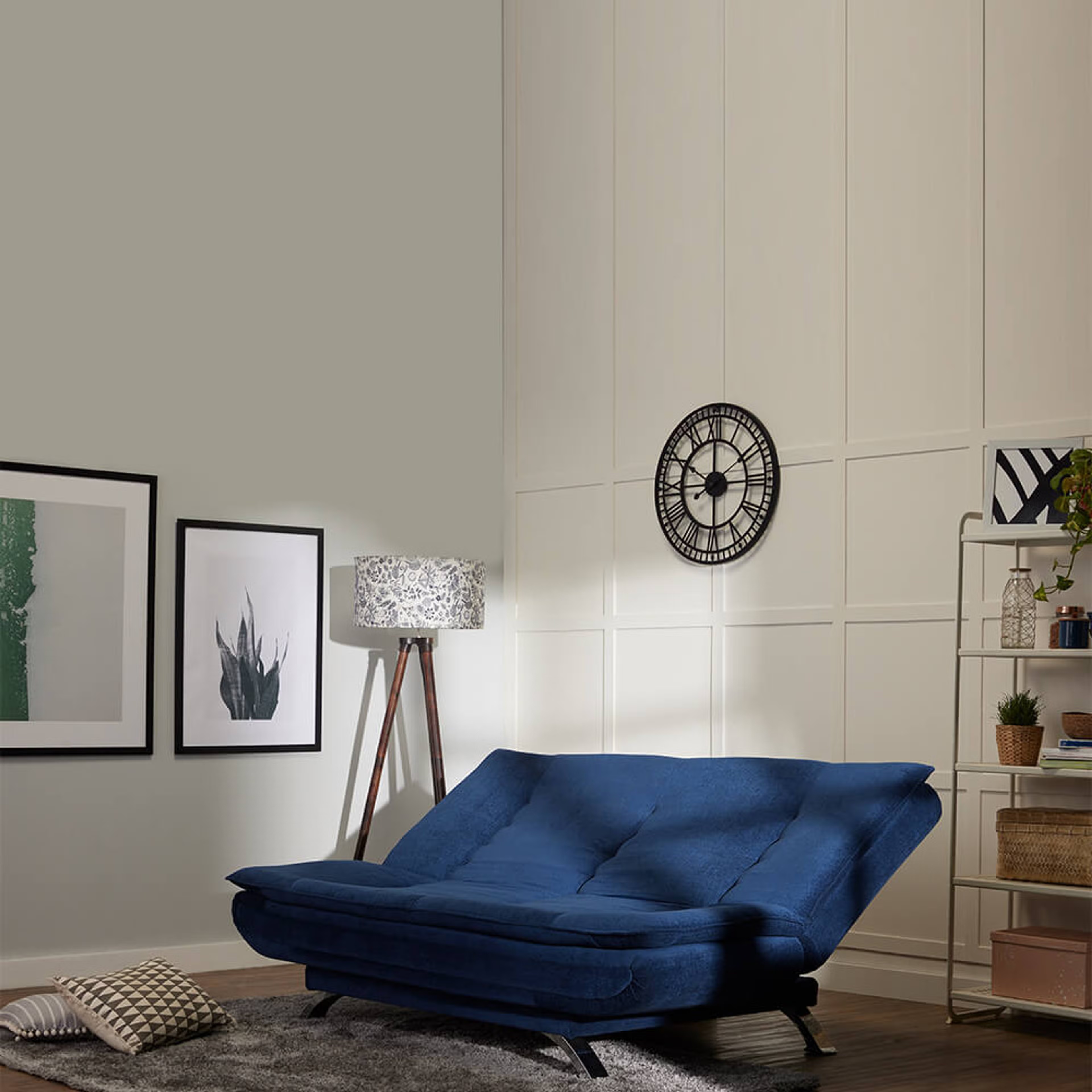 Home 27 Wakefit Amoeba Sofa cum Bed Three Seater, Cobalt Blue