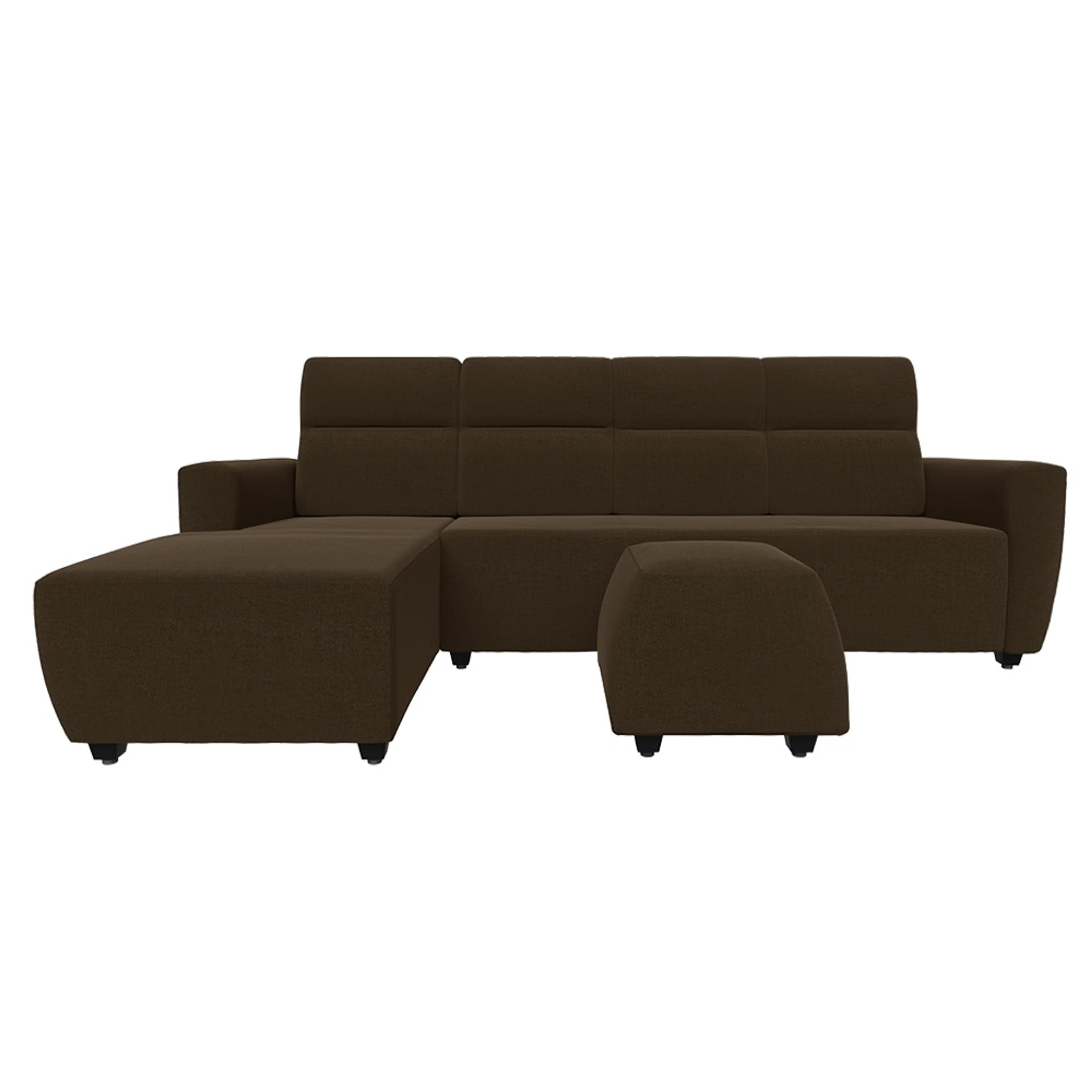 Wakefit Belize L Shape Sofa Set (3 Seater + Left Aligned Chaise with Ottoman) Sectional, Set (3 Seater + Left Aligned Chaise with Ottoman), Dark Earth