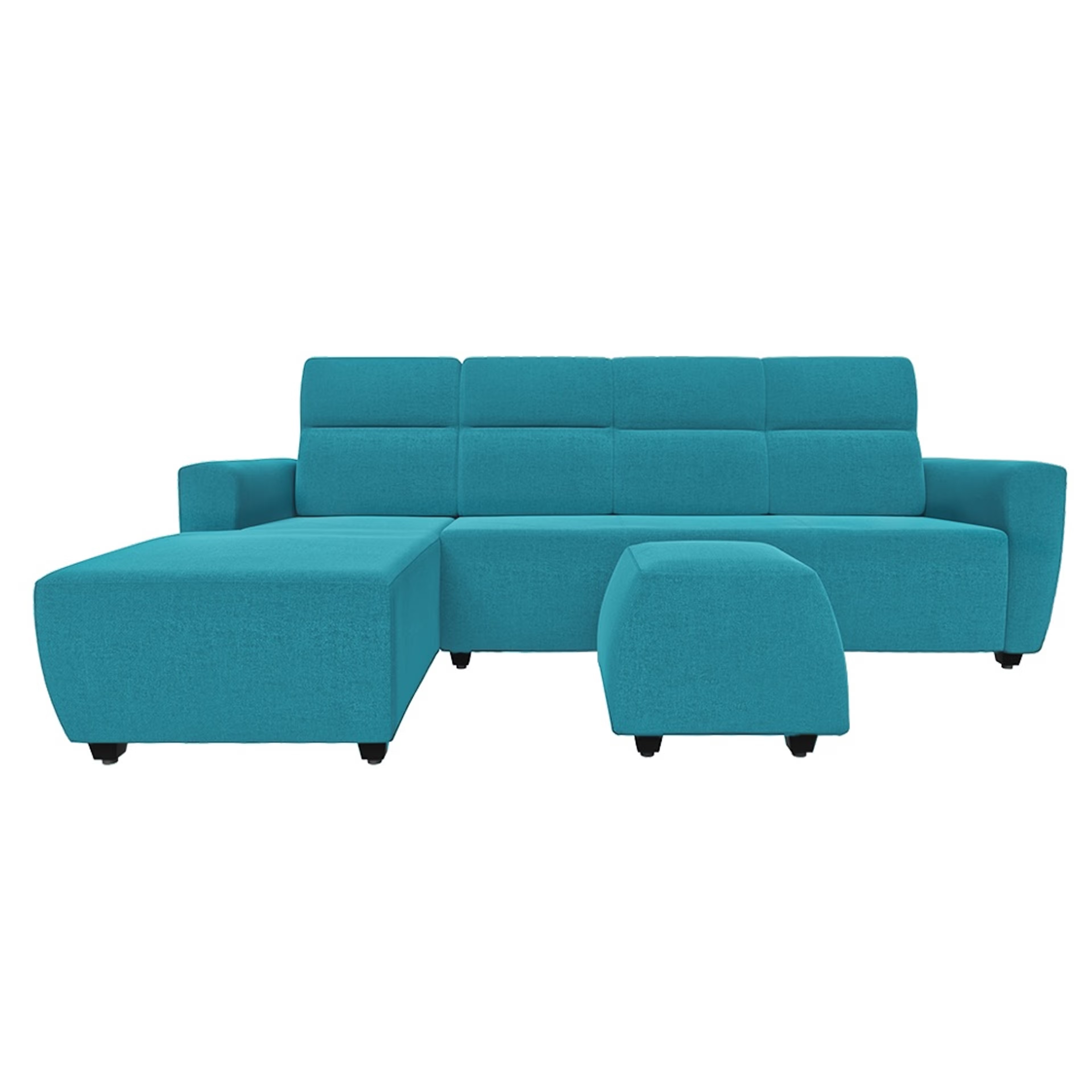 Wakefit Belize L Shape Sofa Set (3 Seater + Left Aligned Chaise with Ottoman) Sectional, Set (3 Seater + Left Aligned Chaise with Ottoman), Malibu Green
