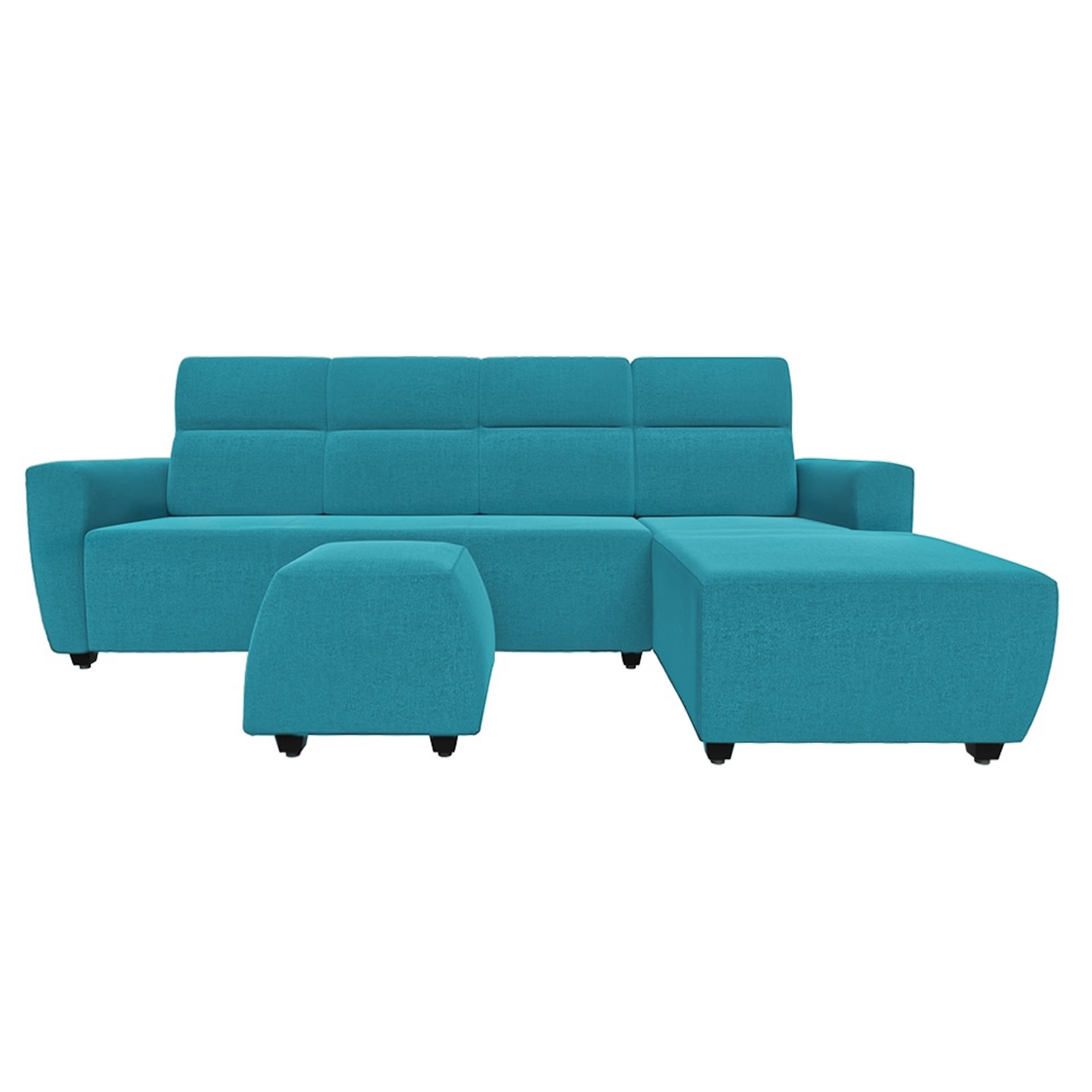 Wakefit Belize L Shape Sofa Set (3 Seater + Right Aligned Chaise with Ottoman) Sectional, Set (3 Seater + Right Aligned Chaise with Ottoman), Malibu Green