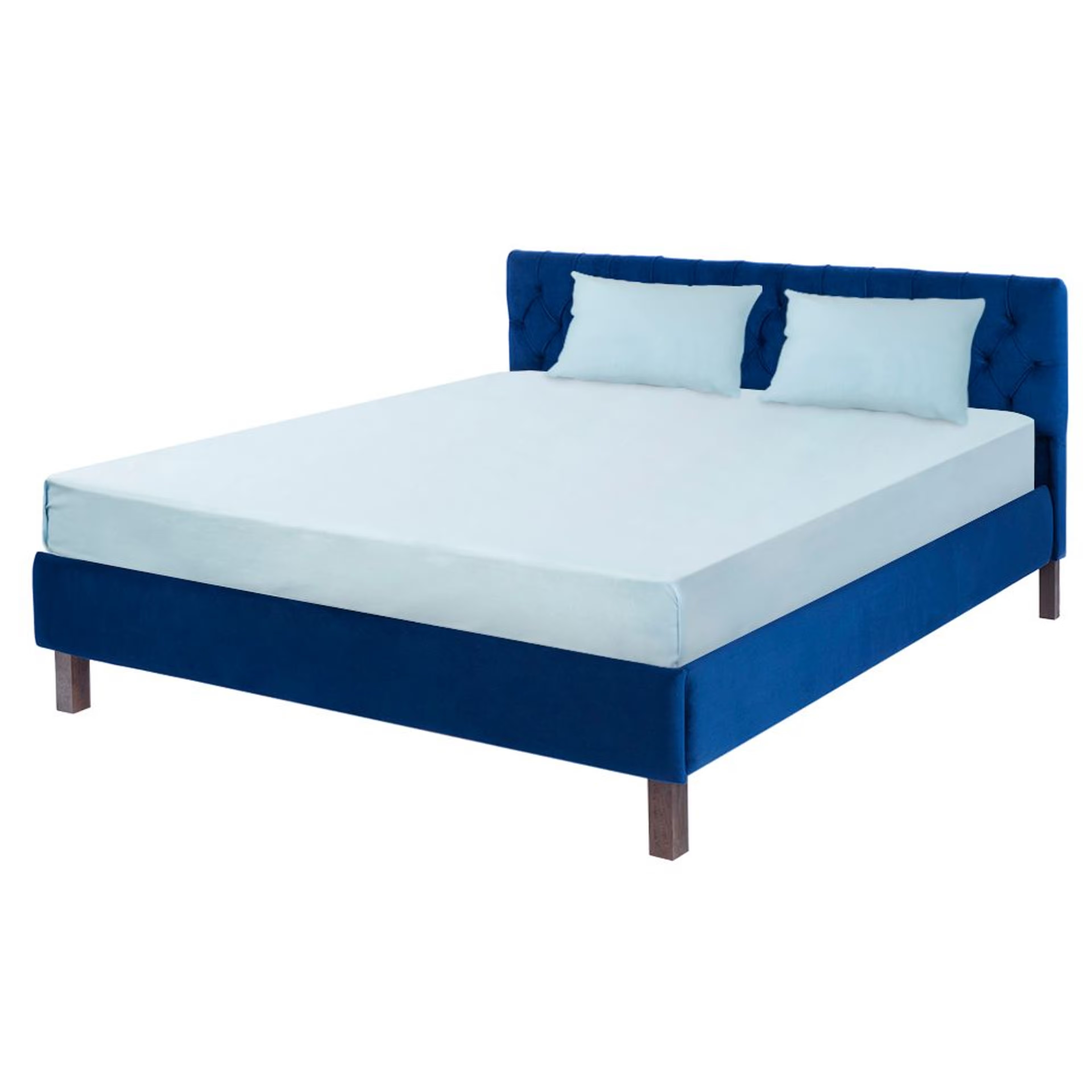 Wakefit Solis Upholstered Queen Bed without Storage (velvet blue) Queen - 78" x 60\