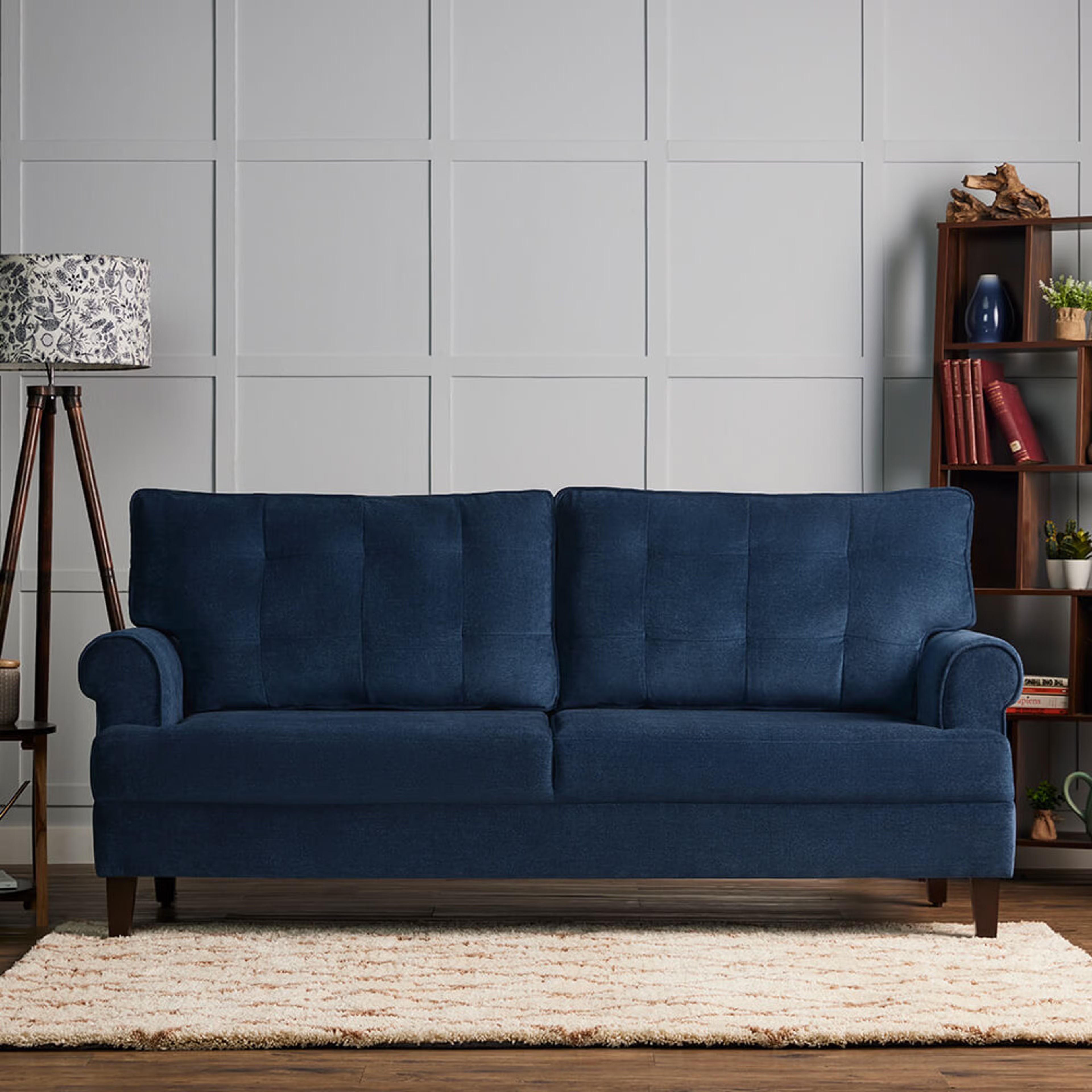 Wakefit Dreamer Sofa Set (3+1+1) Regular, 3 + 1 + 1, Malphino Cobalt Blue