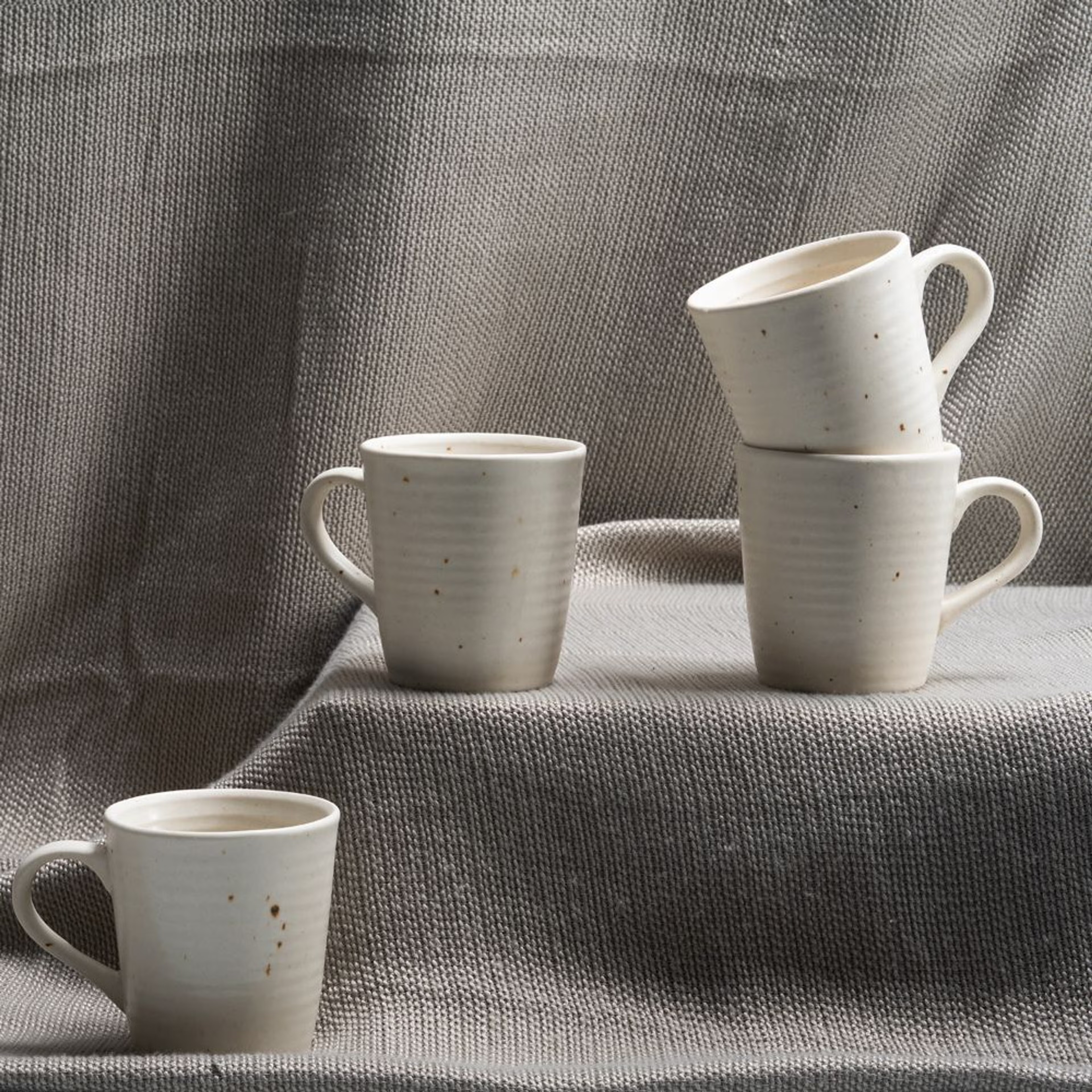 Premium Coffee Mugs | Set of 4 | 320 ml | Eco-Friendly Stoneware Ceramic | Toxin Free | BPA and led free | Perfect for gifting | Microwave & Dishwasher Safe | Cream Matt | Upbeat Stoneware, Set of 4, Mug, Cream Matt