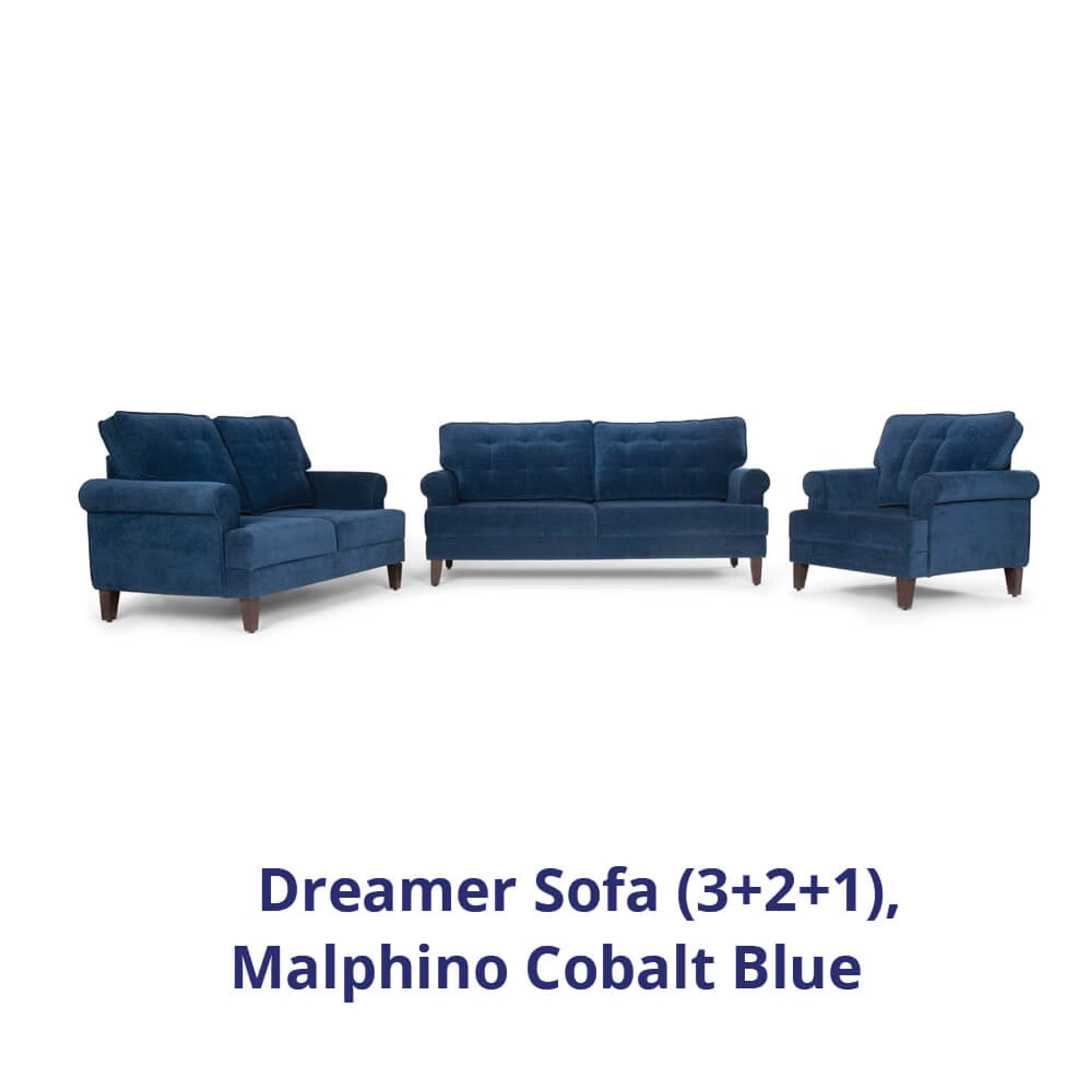 Wakefit Dreamer Sofa Set (3+2+1) Regular, 3 + 2 + 1, Malphino Cobalt Blue