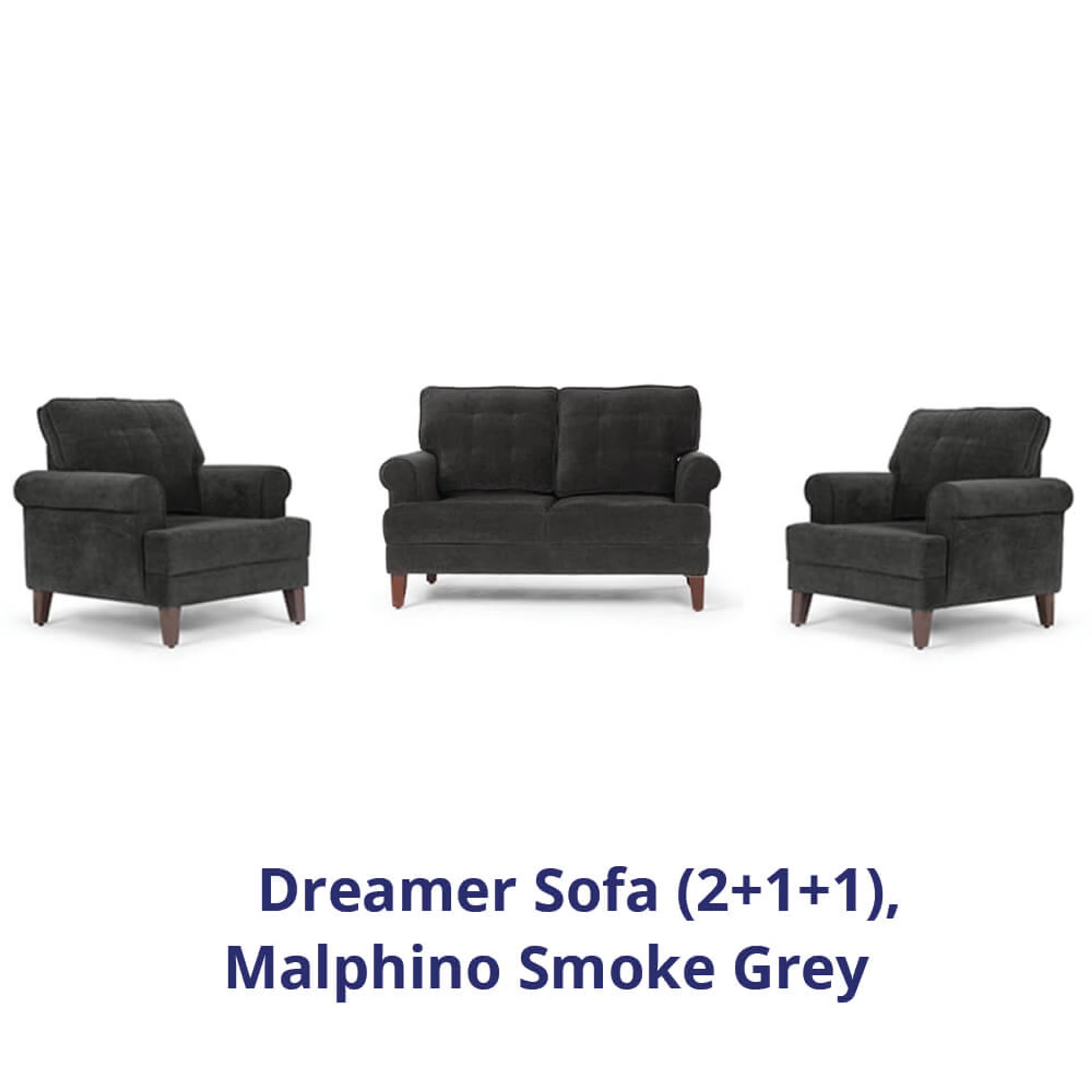 Home 31 Wakefit Dreamer Sofa Set (2+1+1) Regular, 2 + 1 + 1, Malphino Smoke Grey