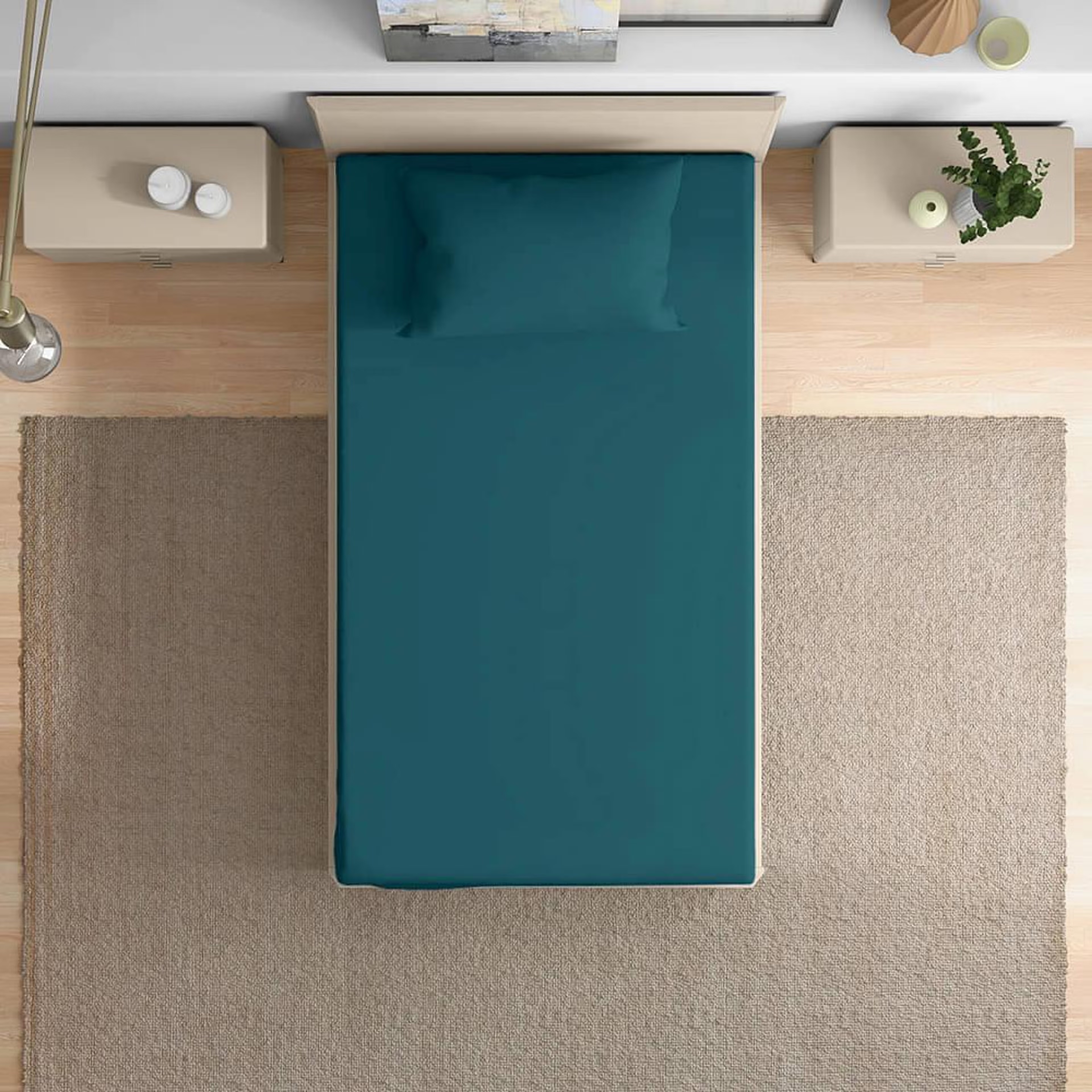 Wakefit 100% Cotton 200 TC Fitted Bedsheet With 1 Pillow Cover | Peacock Blue Single - 72" x 36 8 Wakefit 100% Cotton 200 TC Fitted Bedsheet With 1 Pillow Cover | Peacock Blue Single - 72" x 36\