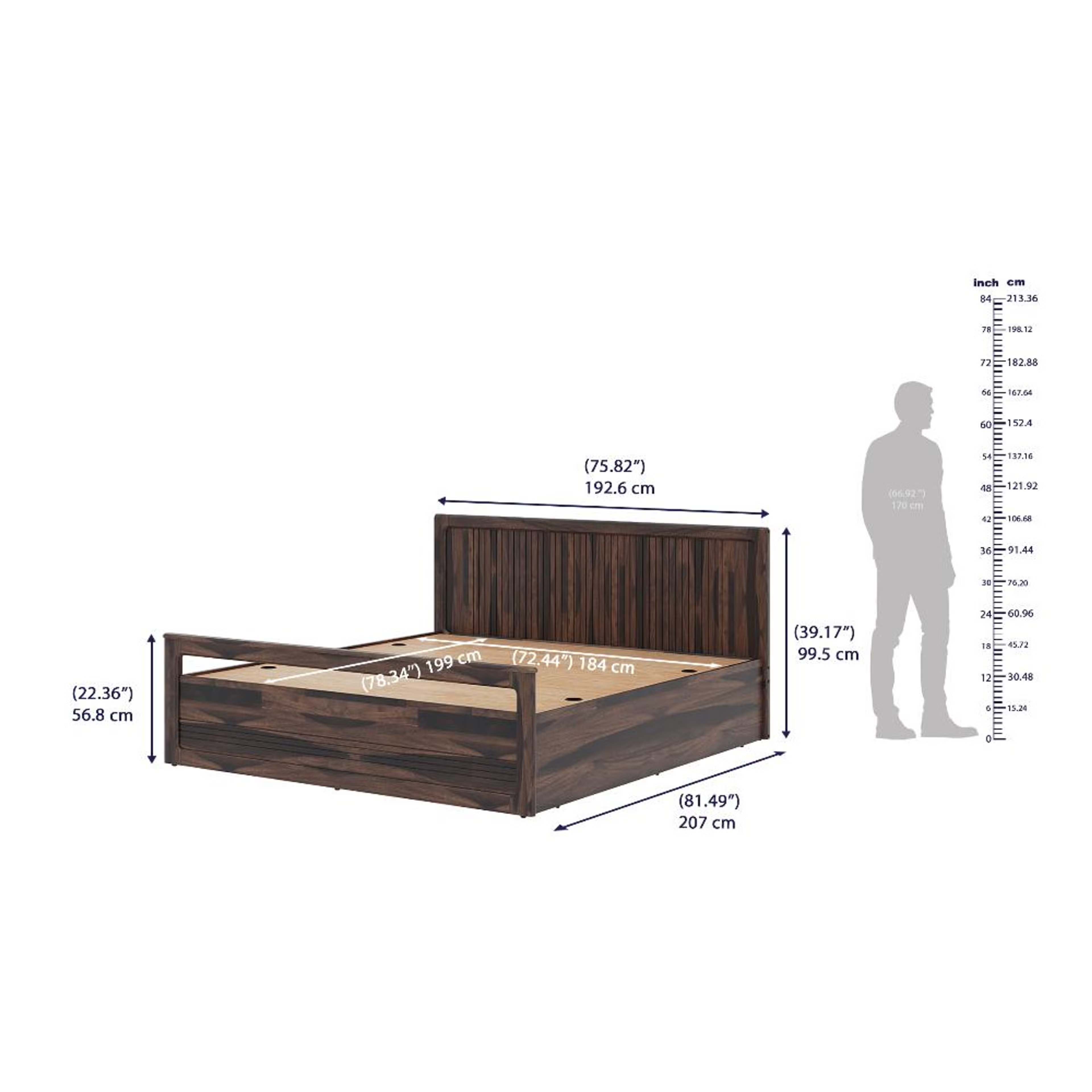 Wakefit Santi sheesham wood king size bed with Storage King - 78" x 72 6 Wakefit Santi sheesham wood king size bed with Storage King - 78" x 72\