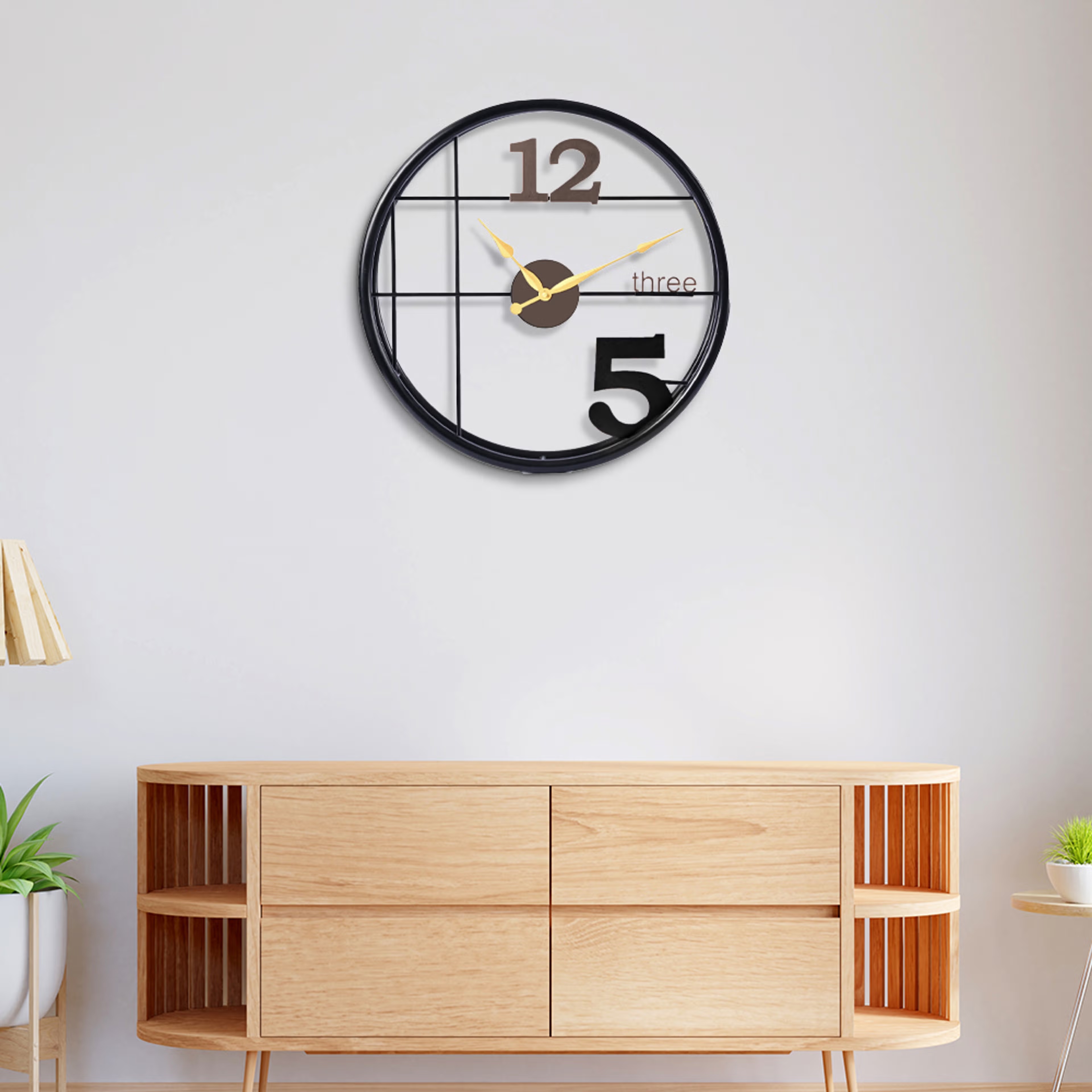 Metal Analog Wall Clock Medium | 18 Inch | Laser Cut Abstract Home Decor & Gifting Option | For Living Room Study Bedroom & Office Decor | Cloque Clock Black, 18 Inches