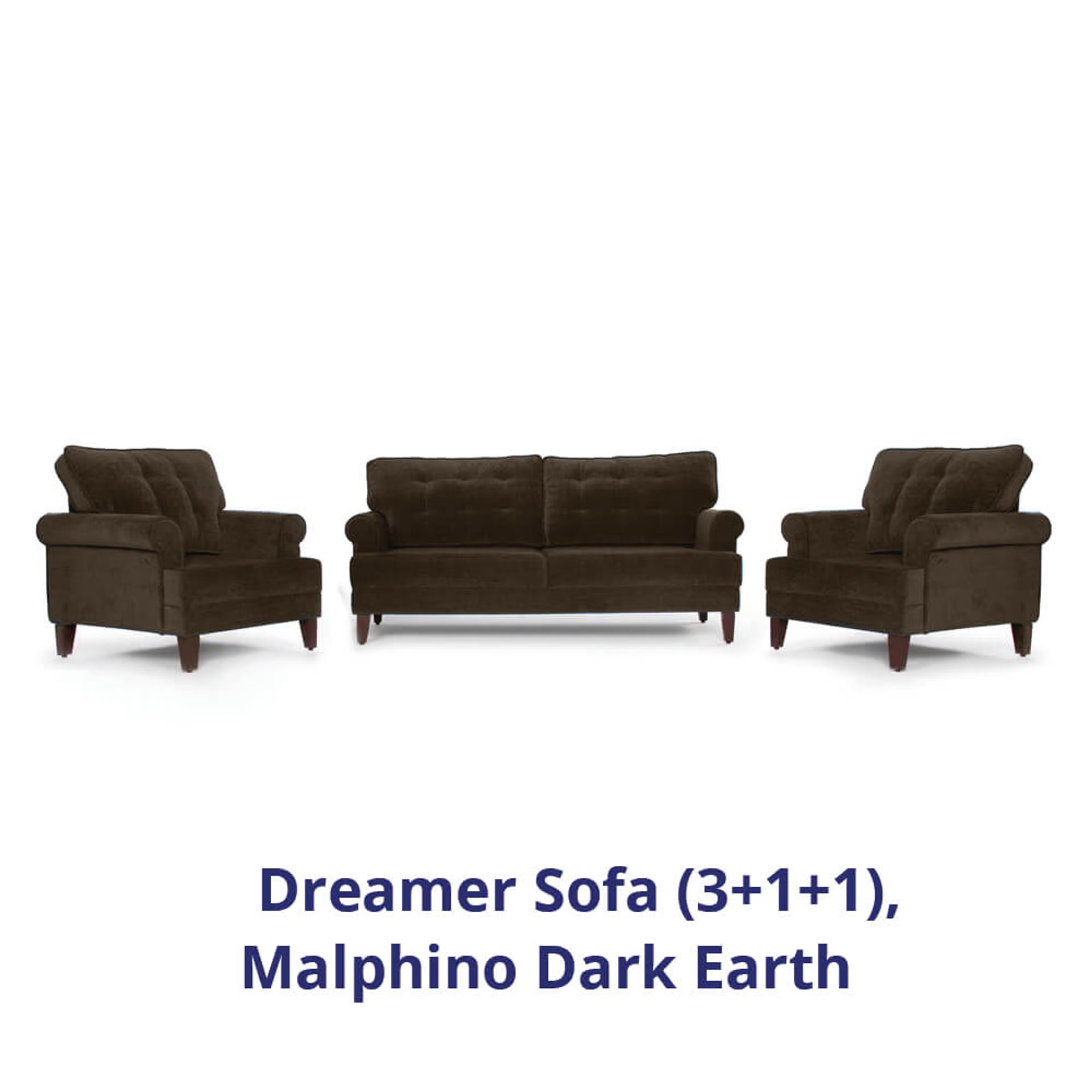 Home 34 Wakefit Dreamer Sofa Set (3+1+1) Regular, 3 + 1 + 1, Malphino Dark Earth