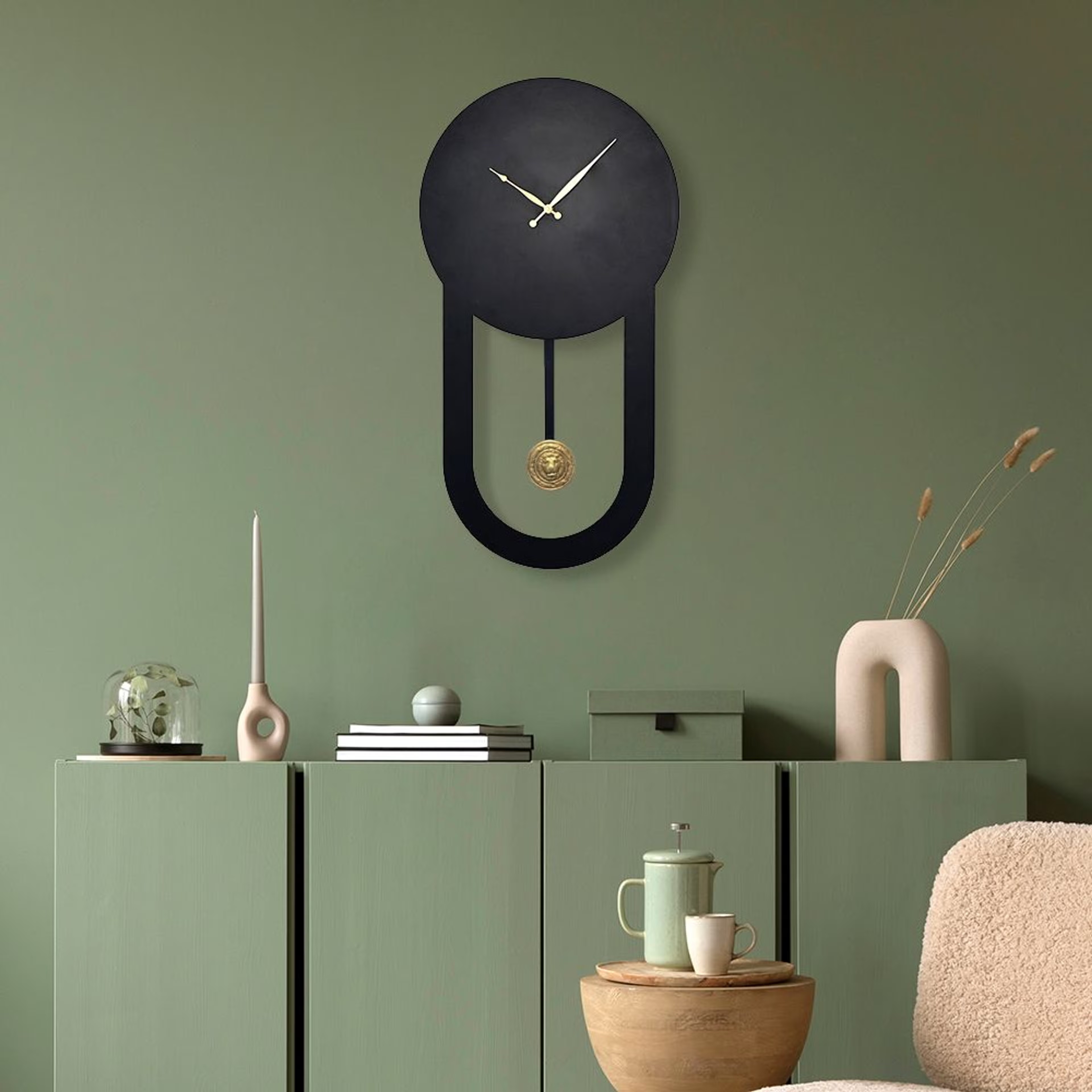 Metal Analog Wall Clock Medium | 13 Inch | Laser Cut Abstract Home Decor & Gifting Option | For Living Room Study Bedroom & Office Decor | Inky Clock Black, 13 Inches