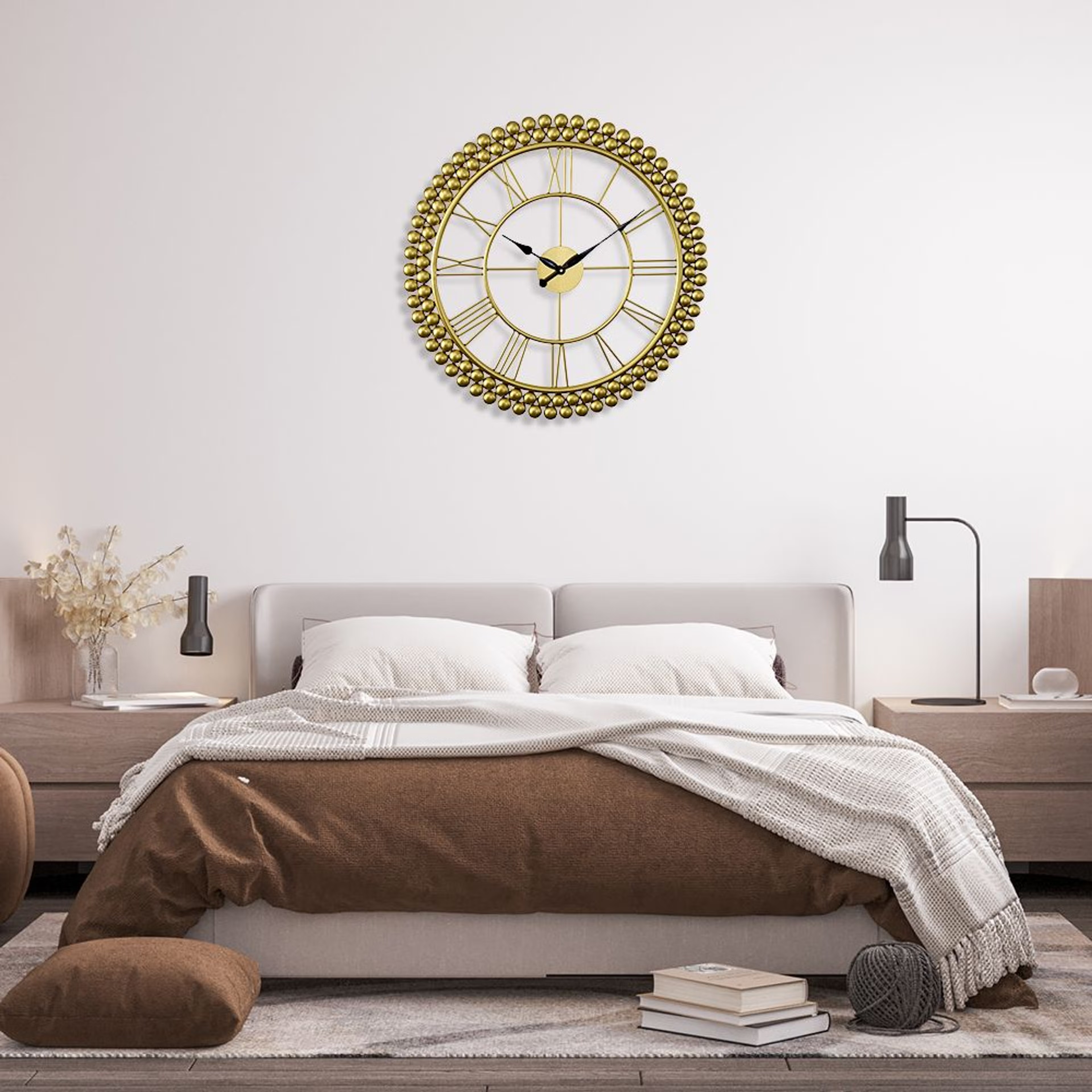 Home 32 Metal Analog Wall Clock Big | 22 Inch | Laser Cut Abstract Home Decor & Gifting Option | For Living Room Study Bedroom & Office Decor | Sand Dune Clock GOLD, 21 Inches