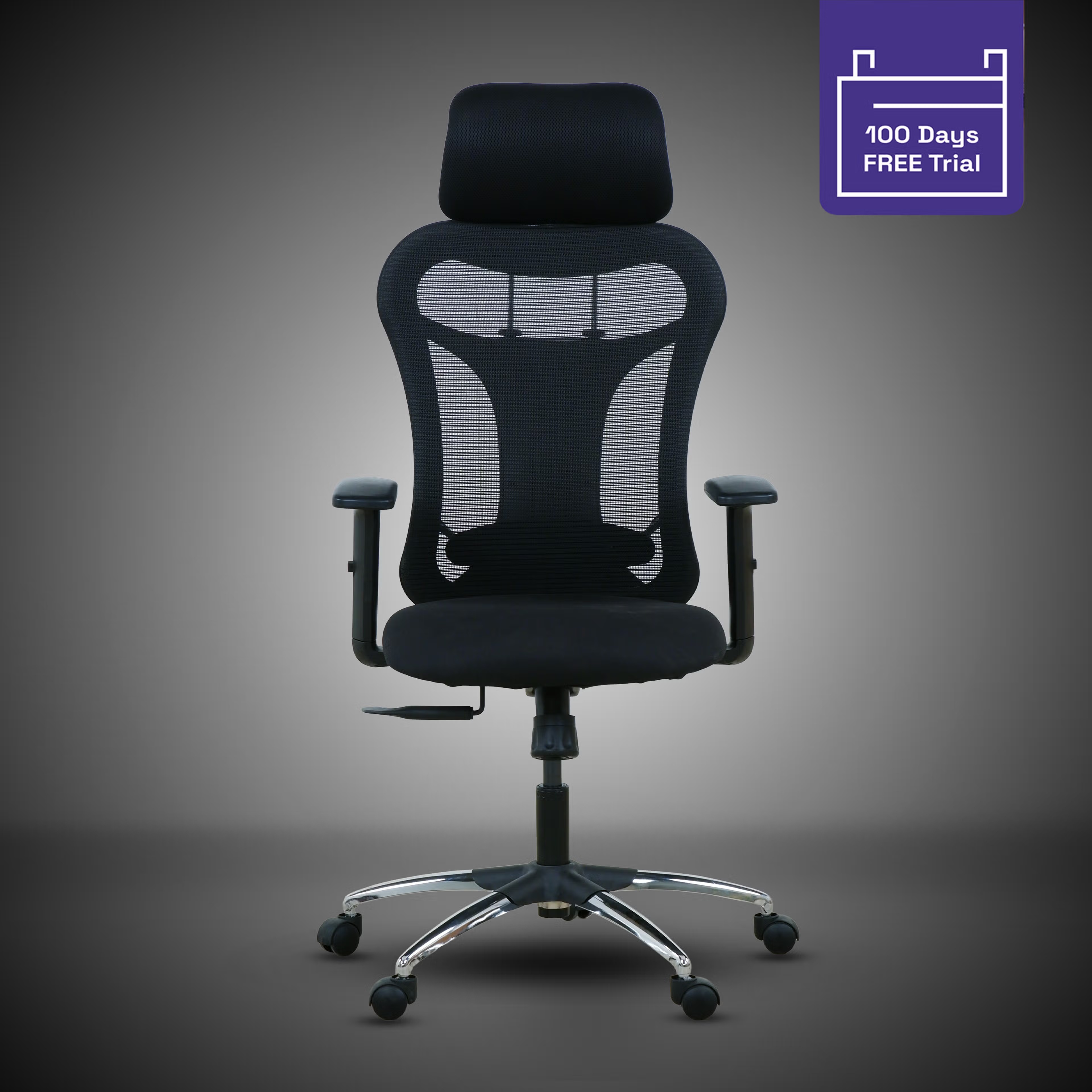 Home 25 Airavat Premium Highback Class 4 Gaslift Chrome Base Ergonomic Office Chair 2025 2025 Edition, Black, Multi Lock, Chrome base
