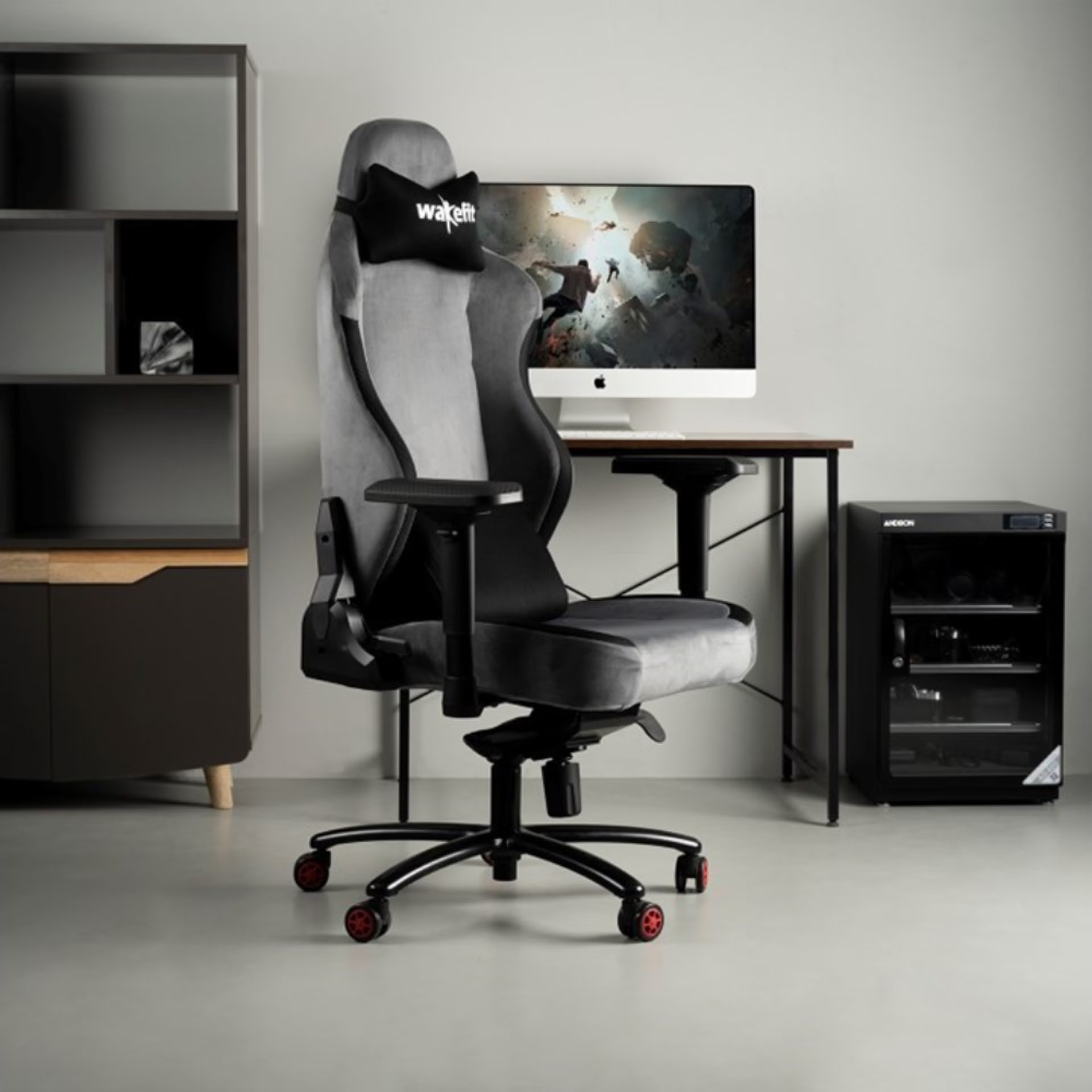 Maestro Gaming Back 4D Armrest Multi-locking with Powder Coated Metal Base Ergonomic Gaming Chair Gaming Back, Powder-coated Base, Black & Grey, Multi Lock