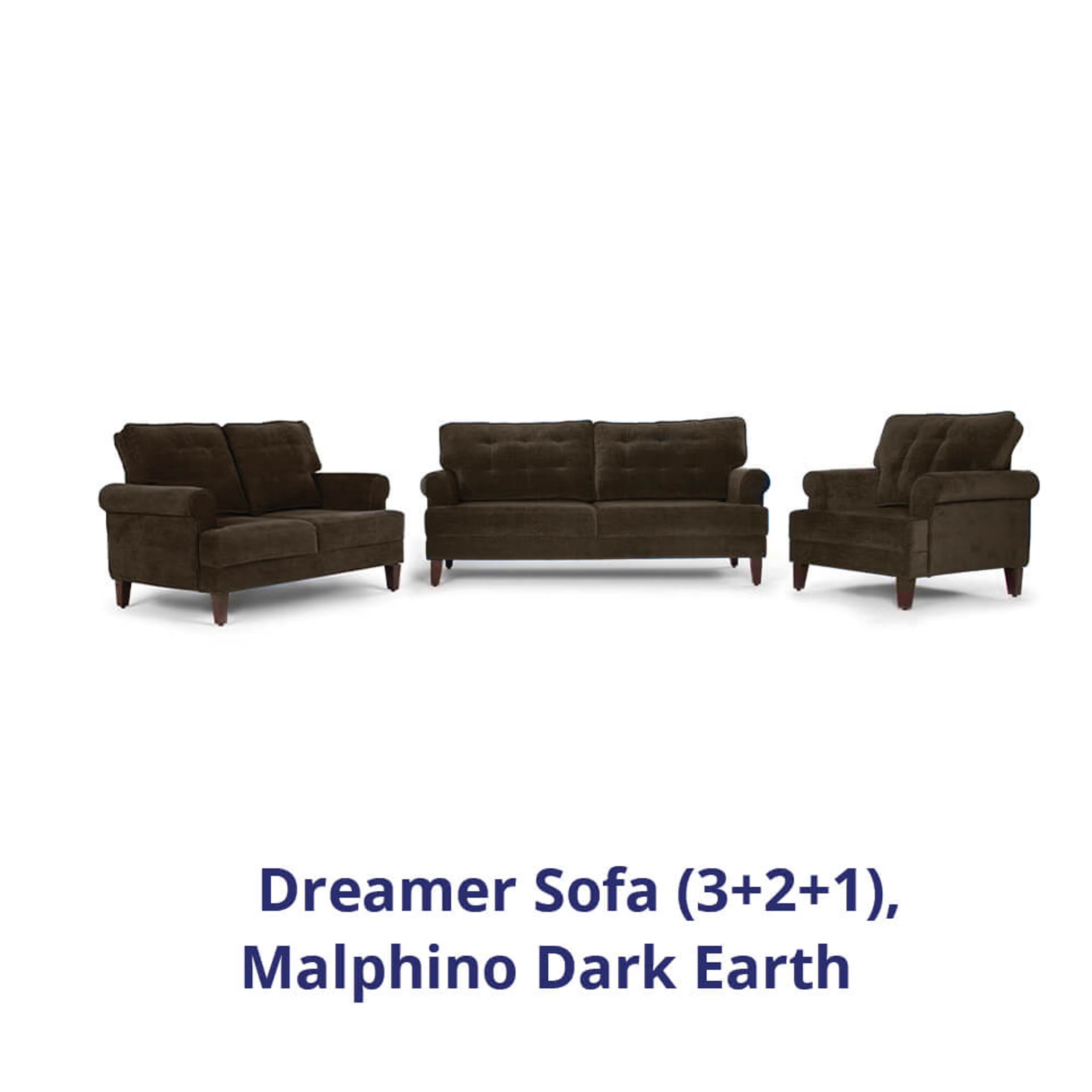 Home 34 Wakefit Dreamer Sofa Set (3+2+1) Regular, 3 + 2 + 1, Malphino Dark Earth