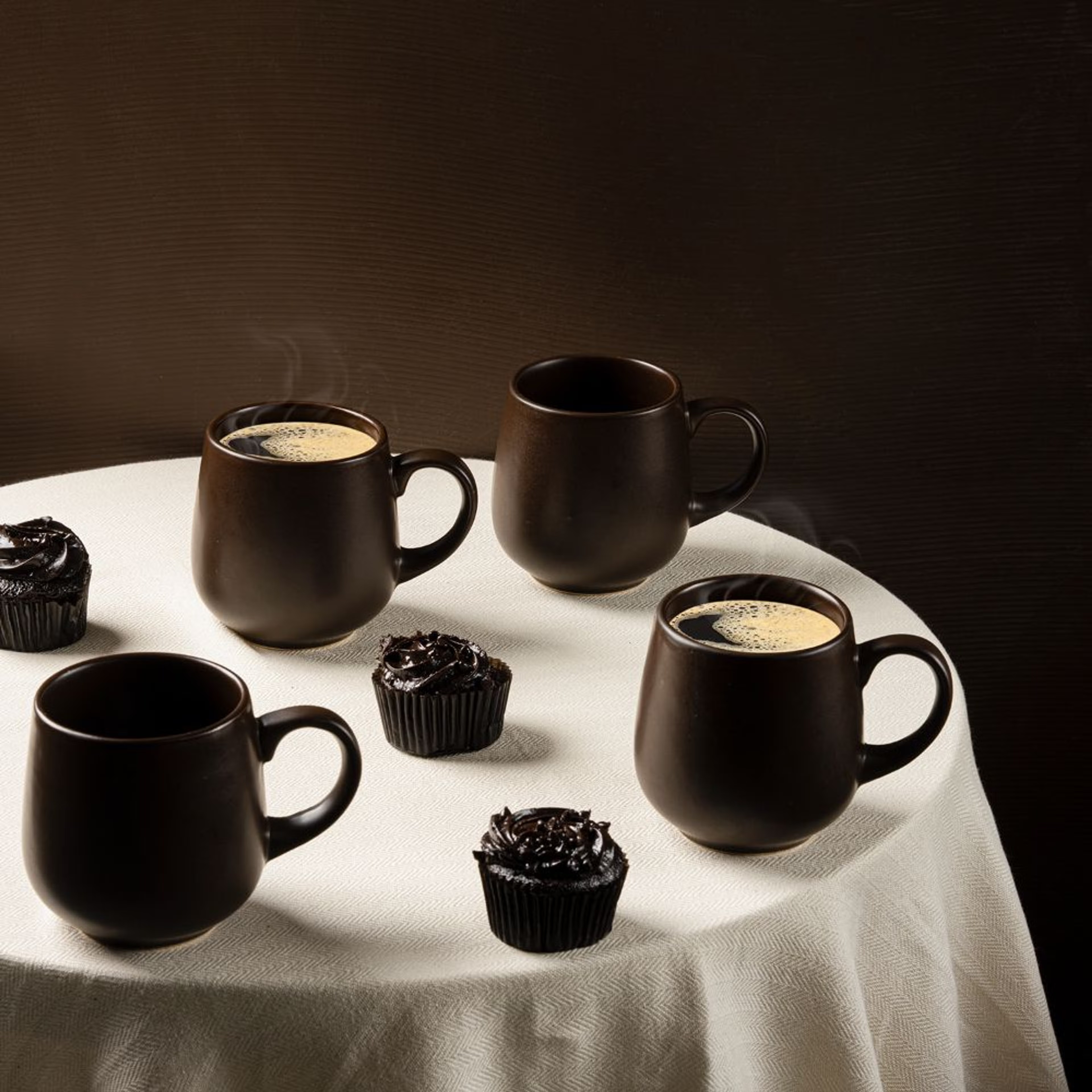Home 33 Premium Coffee Mugs | Set of 4 | 470 ml | Eco-Friendly Stoneware Ceramic | Toxin Free | BPA and Lead free | Perfect for gifting | Microwave & Dishwasher Safe | Brown Matt | Foggy Sky Stoneware, Set of 4, Mug, Brown