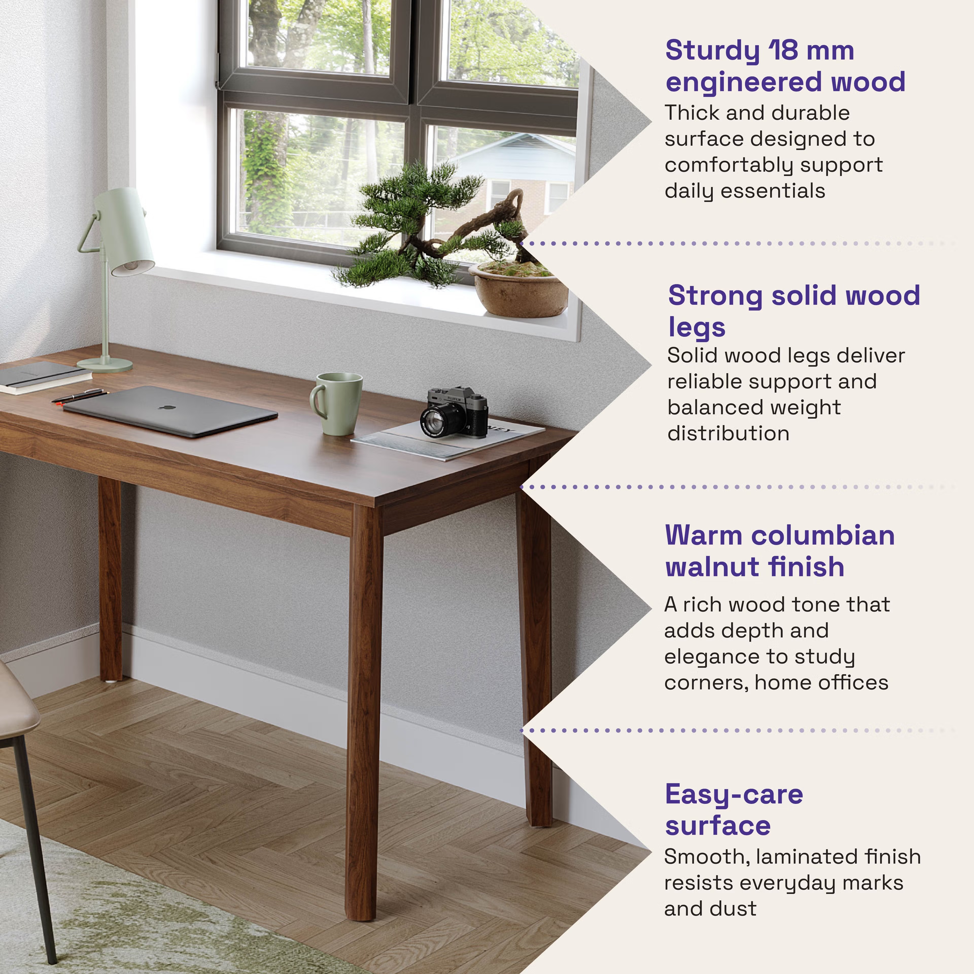 Wakefit Apollo study table Columbian Walnut