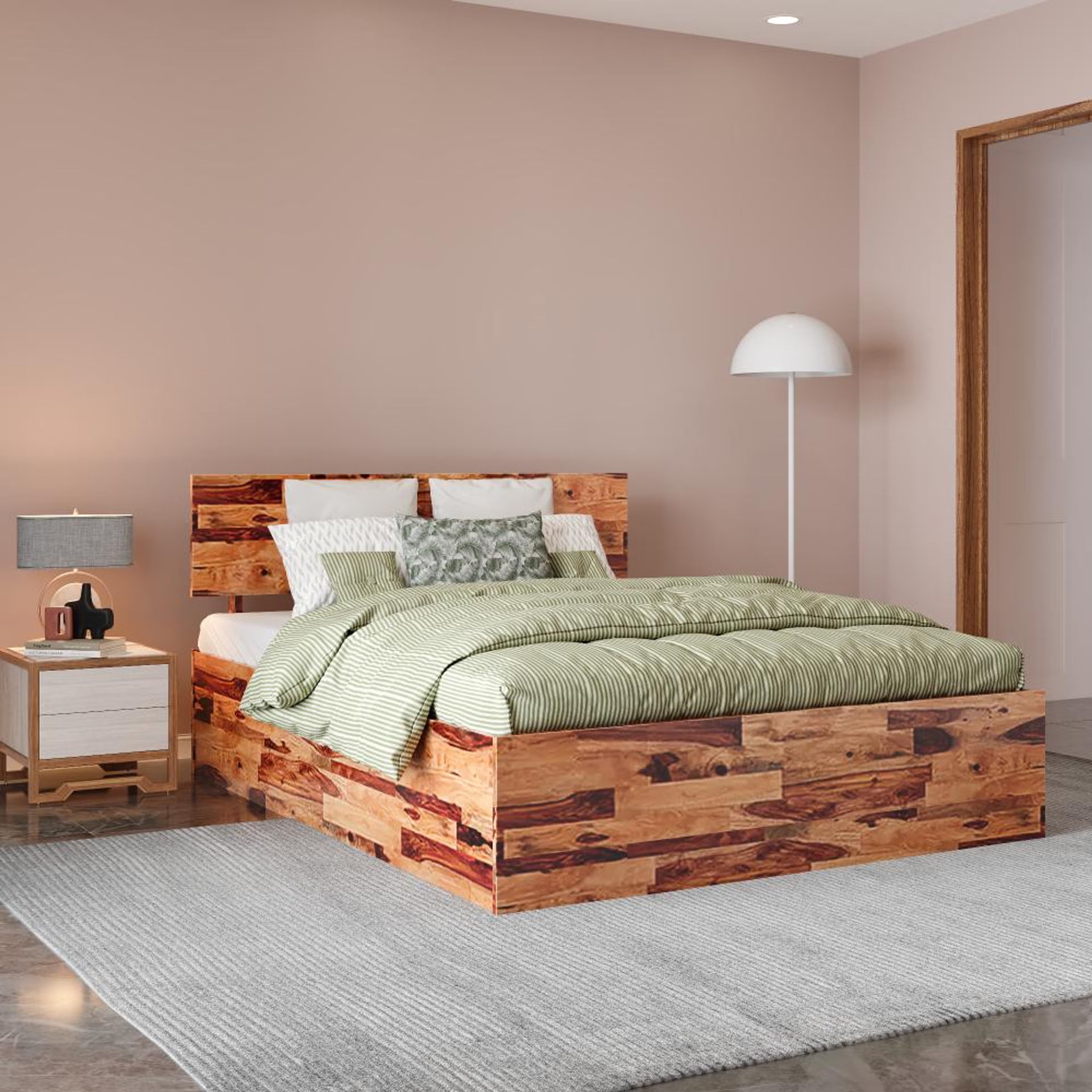 Home 44 Wakefit Andromeda Queen Sheesham Wood Bed Queen - 78" x 60\