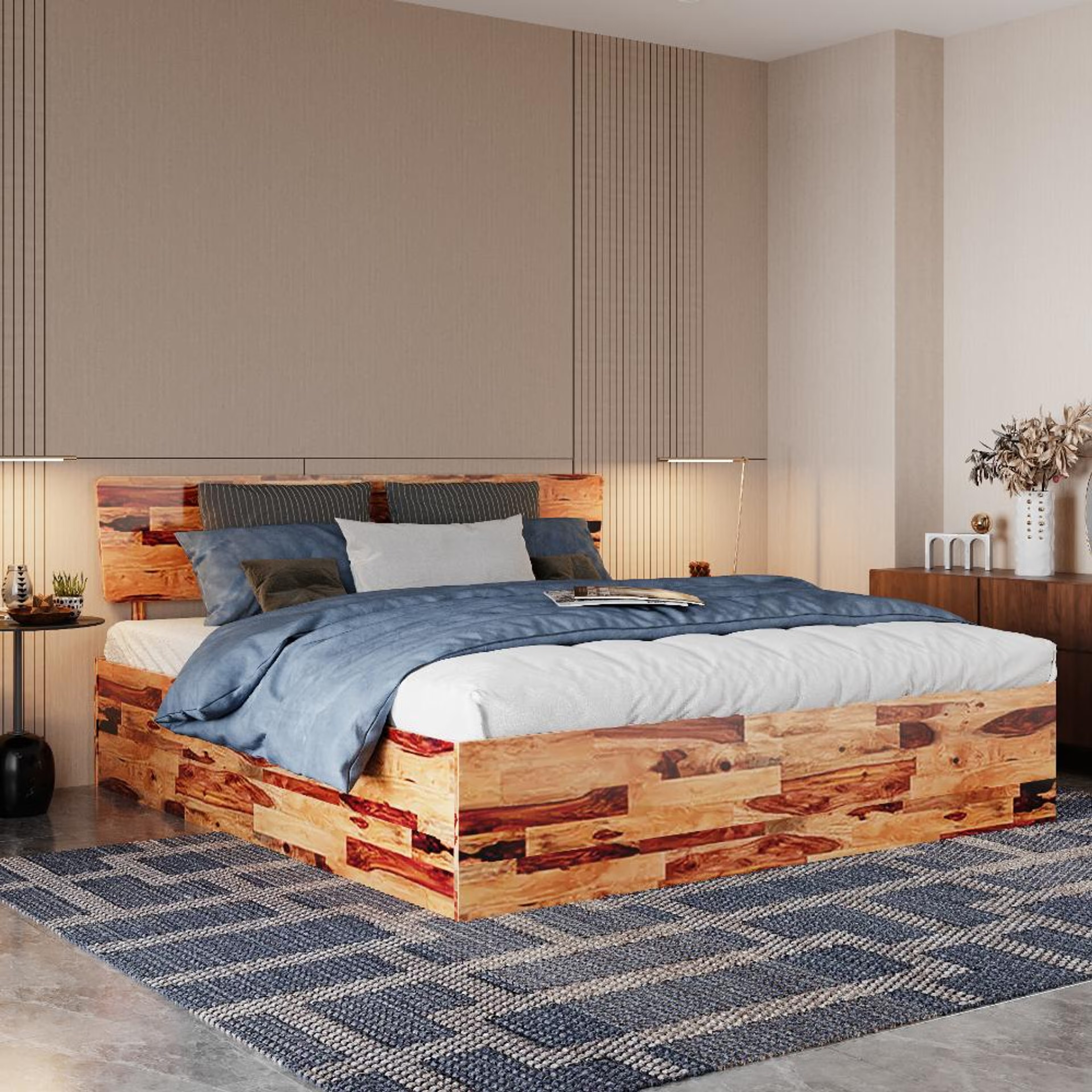 Wakefit Auriga King Sheesham Wood Bed King - 78" x 72\