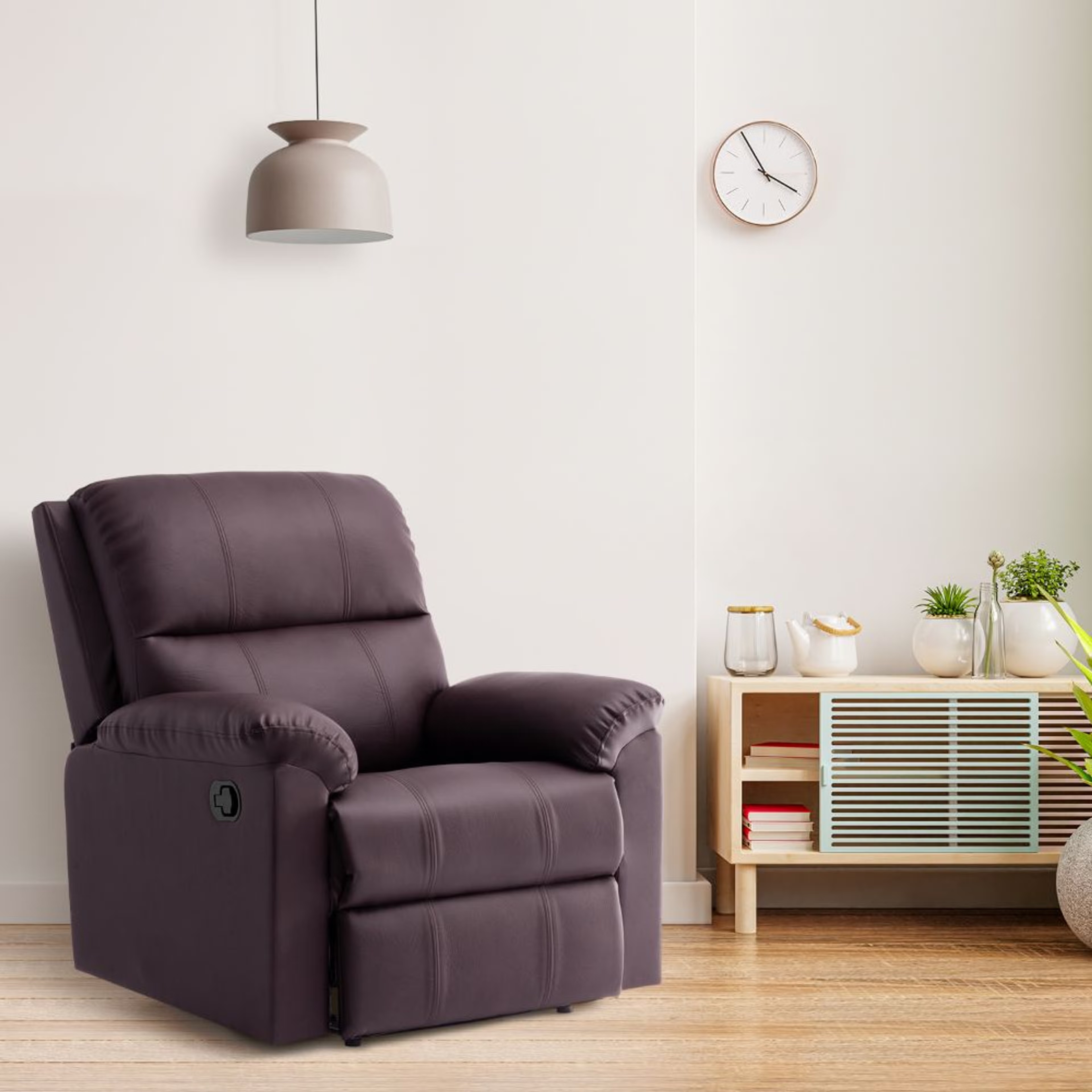 Wakefit Comforta Recliner - 1 Seater - Sangria Manual, Regular, 1 Seater, Sangria