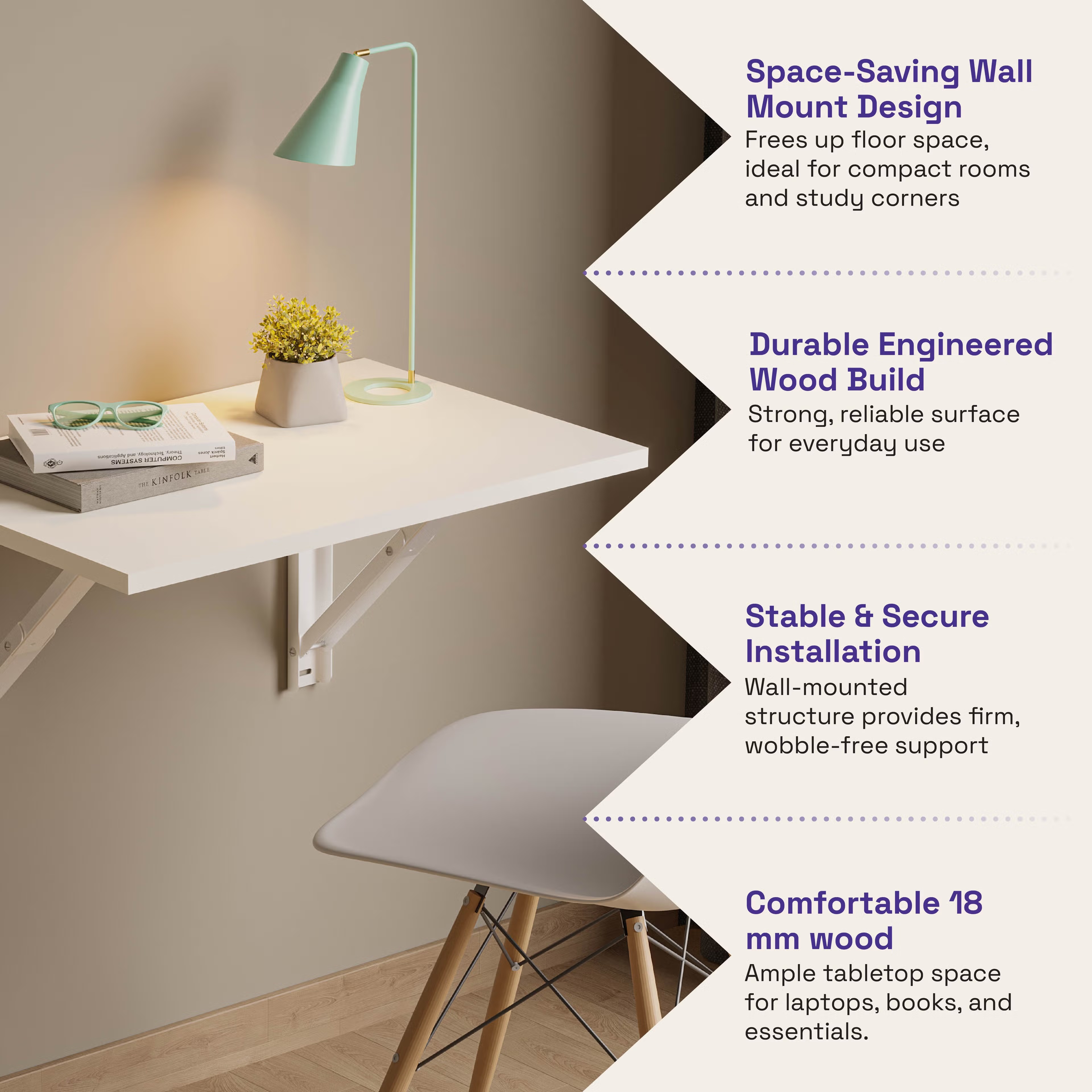 Wakefit Couper Study Table (18mm Frosty White) Frosty White