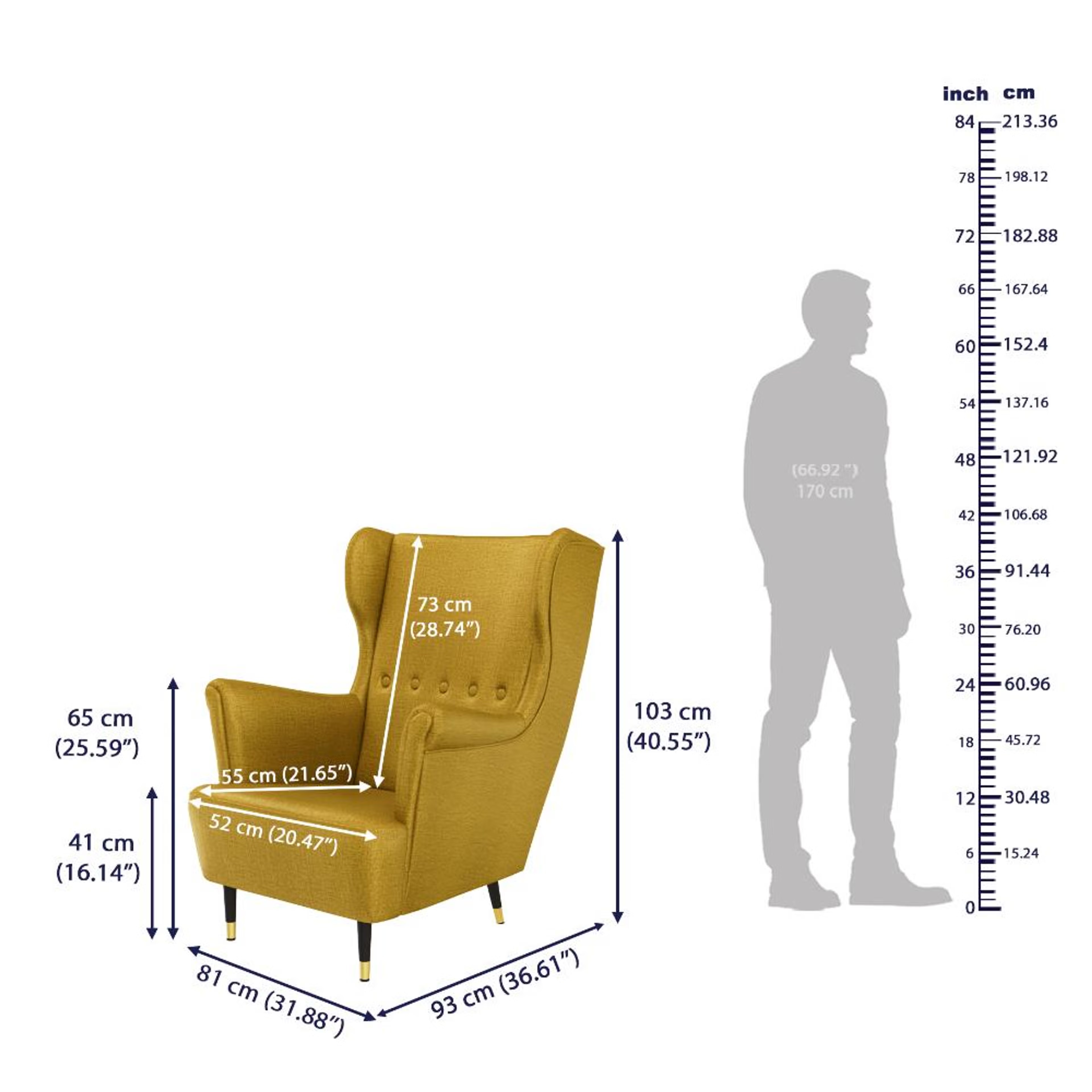 Wakefit Nicco Wing Chair - Reflection Yellow without Ottoman, Yellow 6 Wakefit Nicco Wing Chair - Reflection Yellow without Ottoman, Yellow