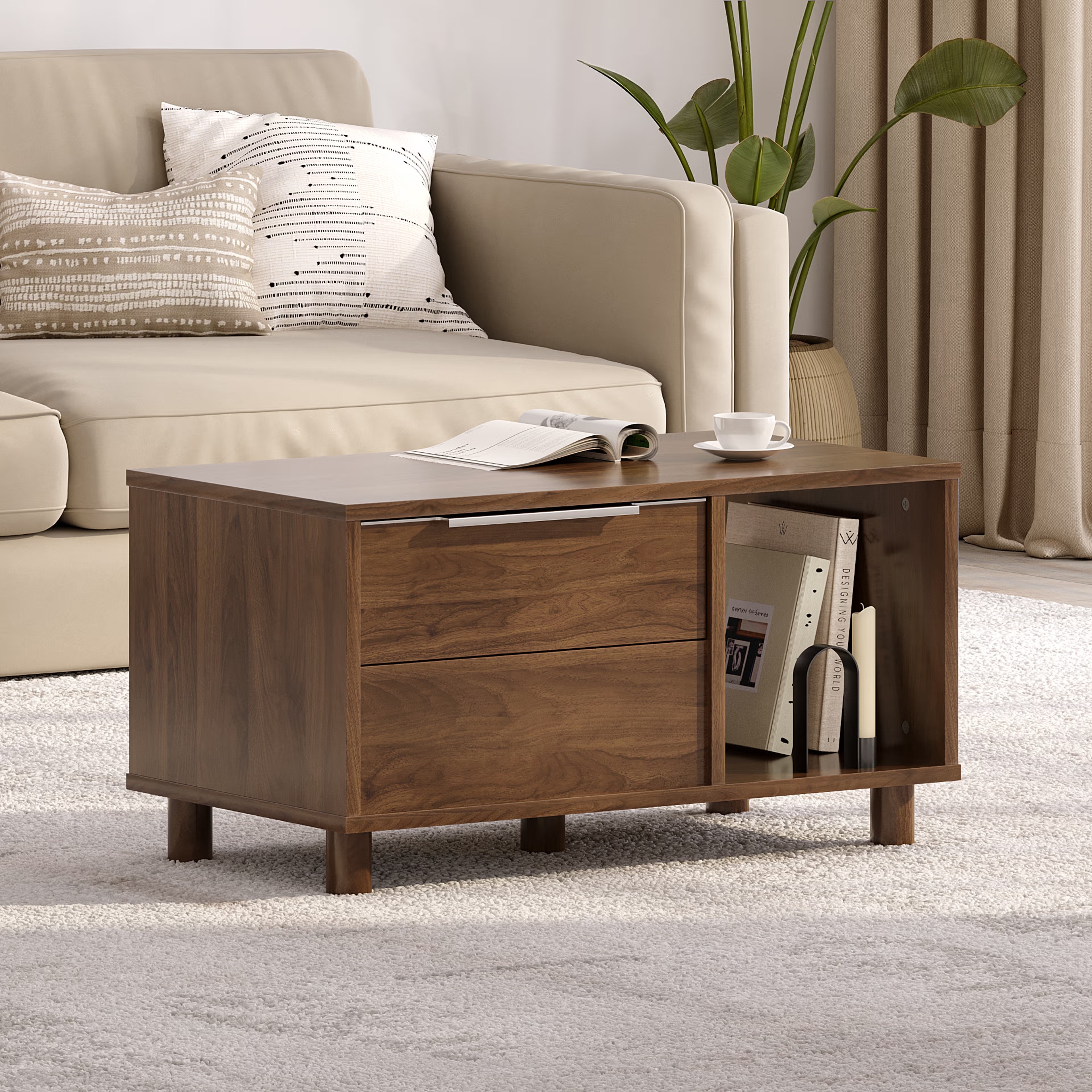 Home 25 Sencillo Coffee Table - Natural Finish Color, Engineered Wood