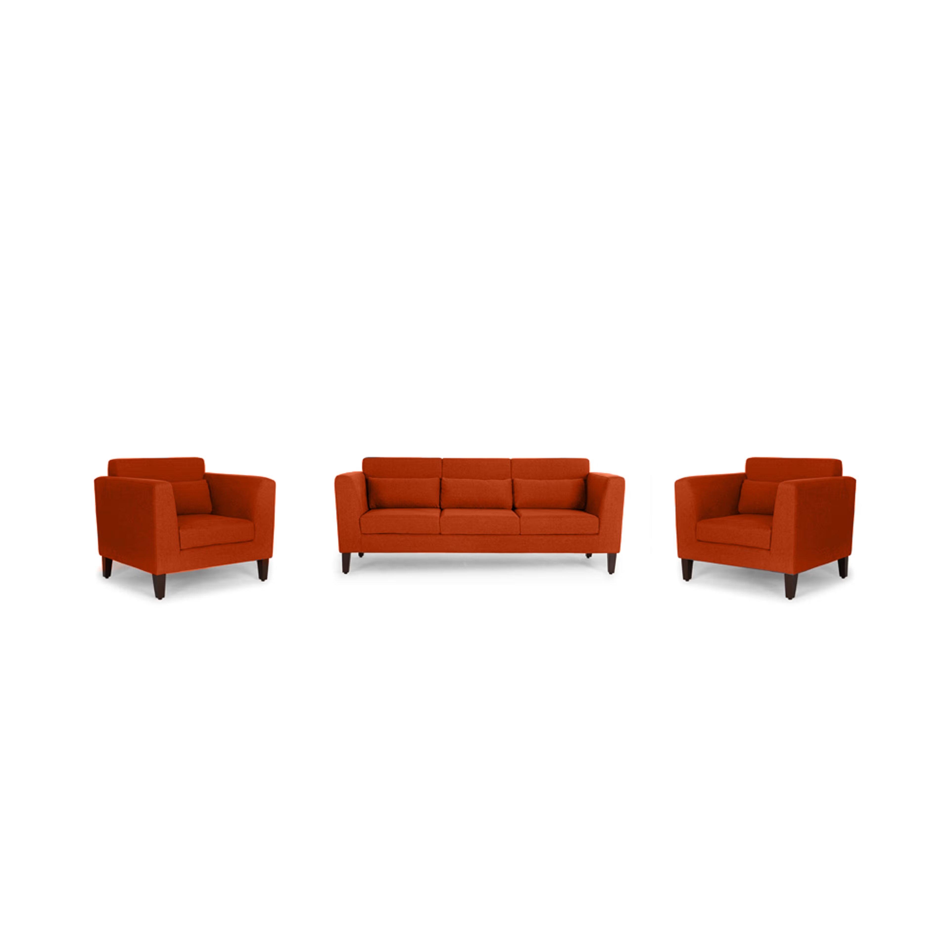 Wakefit Snoozepro Sofa Set (3+1+1) Terracotta Regular, 3 Seater + 1 Seater + 1 Seater, Terracotta
