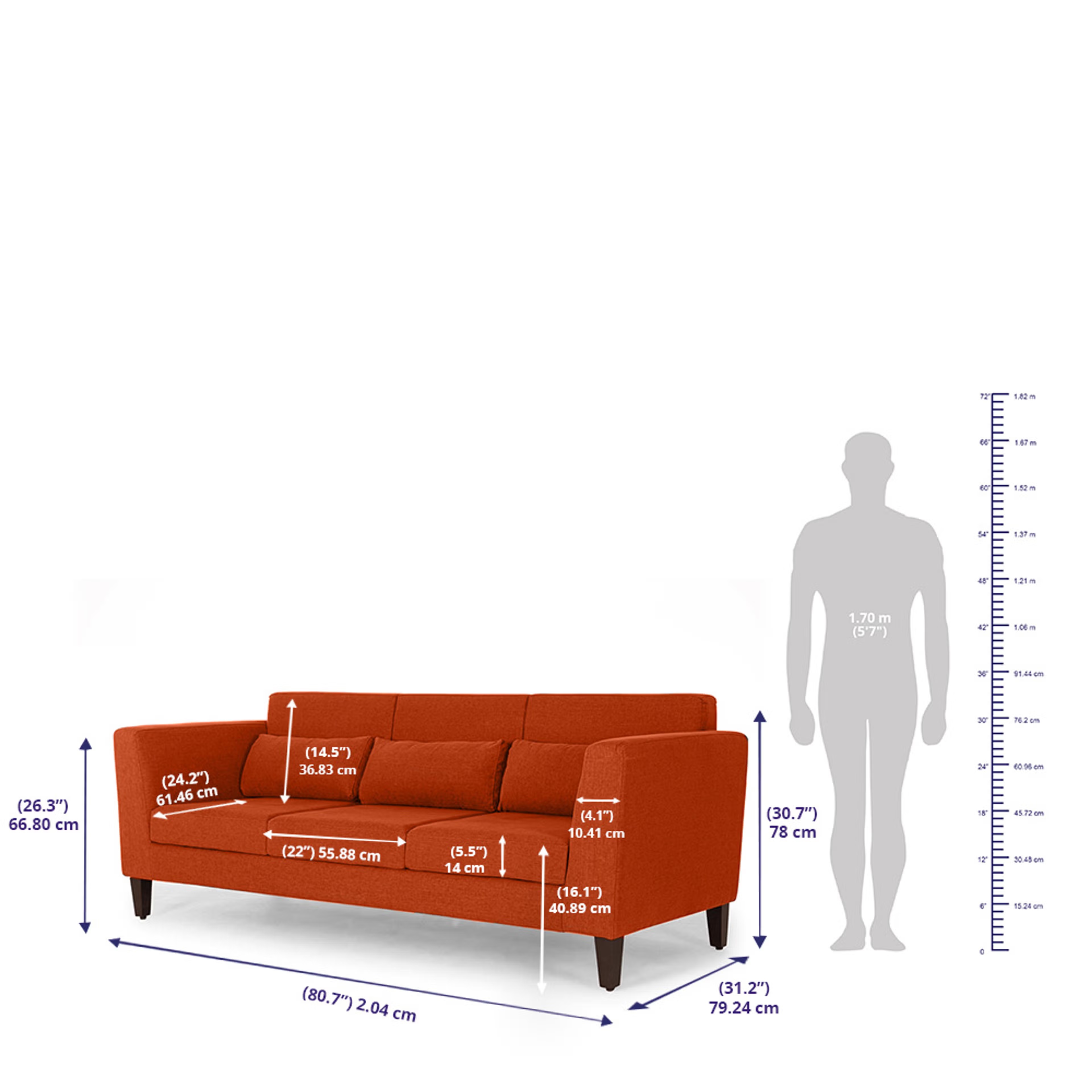Wakefit Snoozepro Sofa Set (3+2+1) Terracotta Regular, 3 Seater + 2 Seater + 1 Seater, Terracotta 17 Wakefit Snoozepro Sofa Set (3+2+1) Terracotta Regular, 3 Seater + 2 Seater + 1 Seater, Terracotta