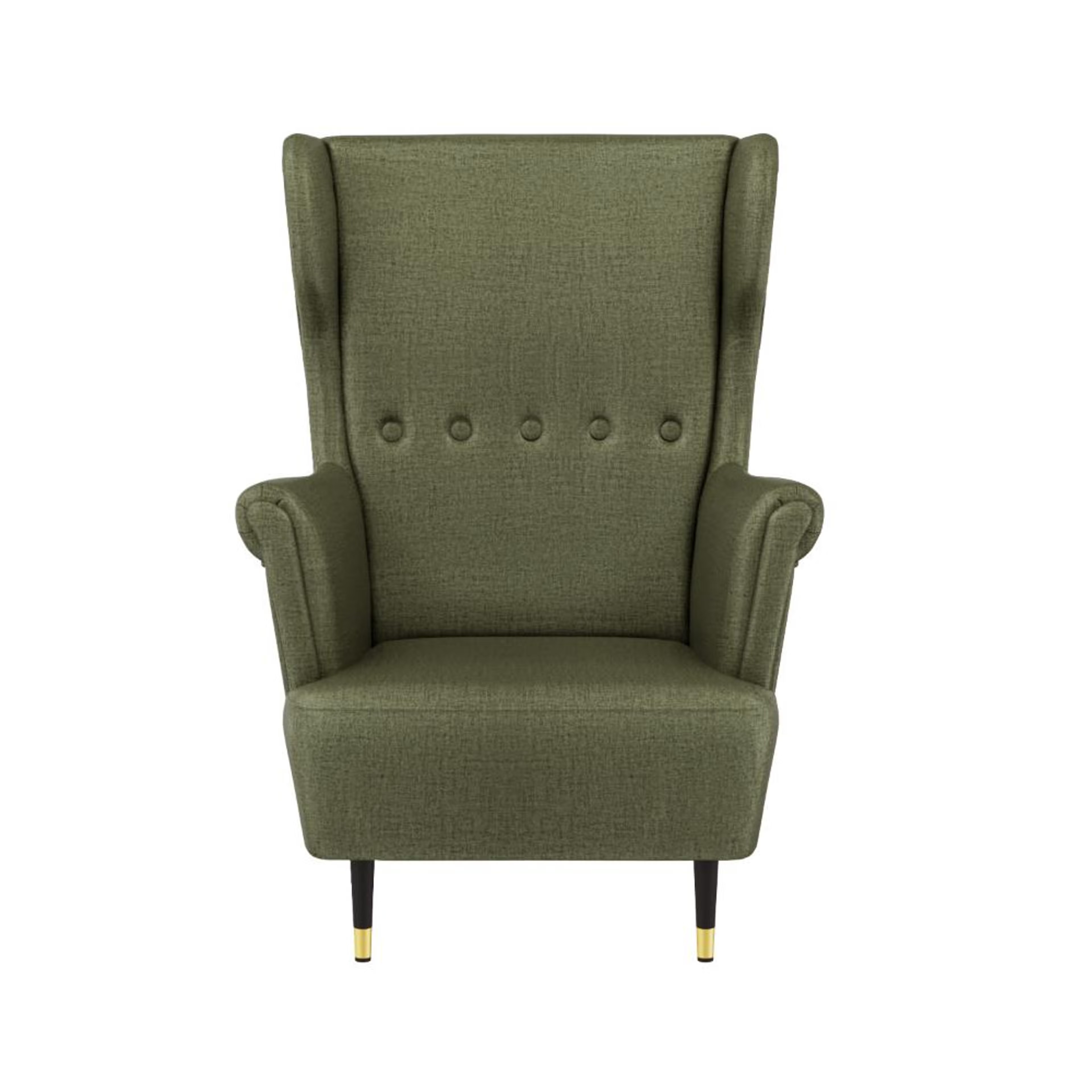 Wakefit Nicco Wing Chair + Ottoman - Reflection Green with ottoman, Green