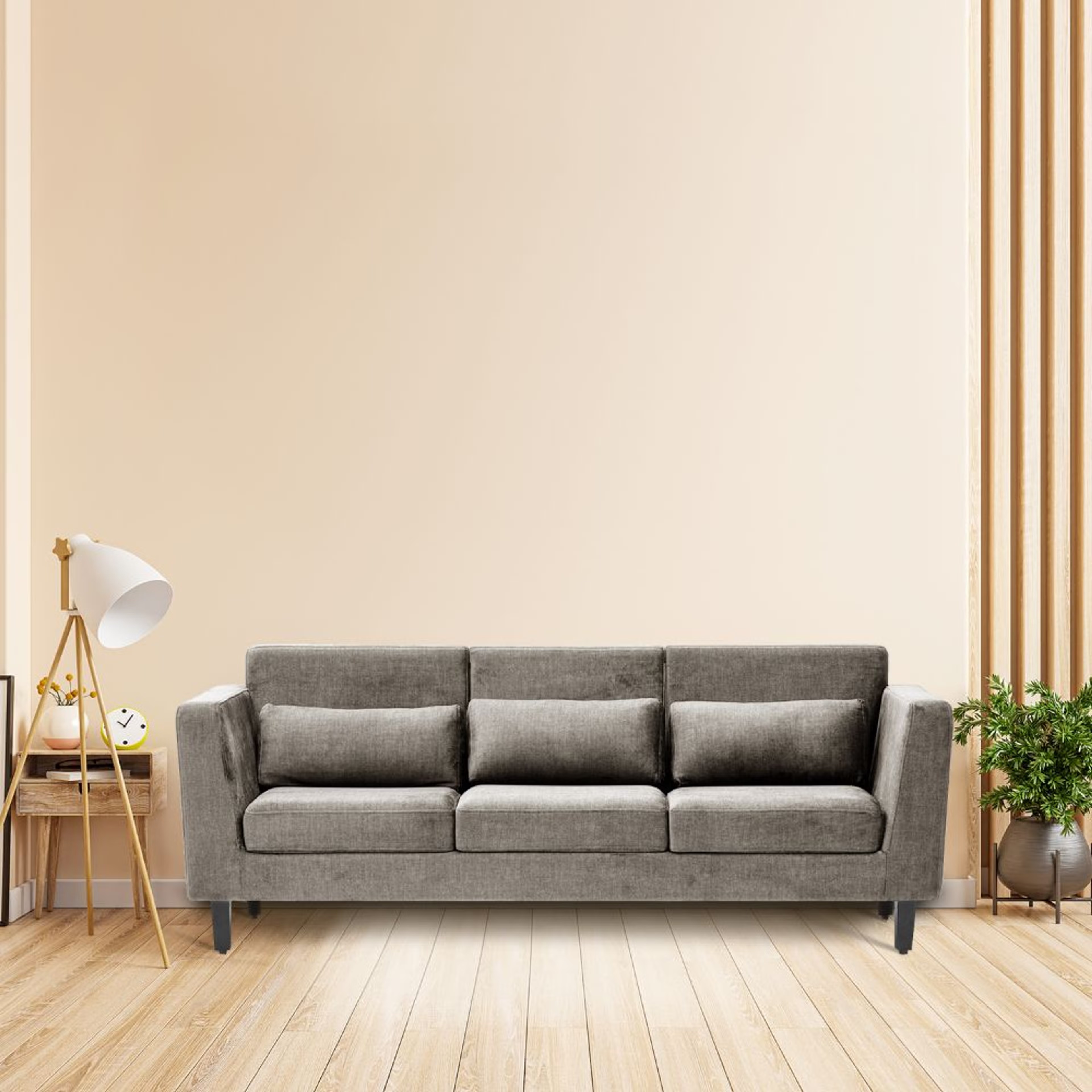 Wakefit Snoozepro Plus Sofa - Three Seater Regular, 3 Seater, Taupe