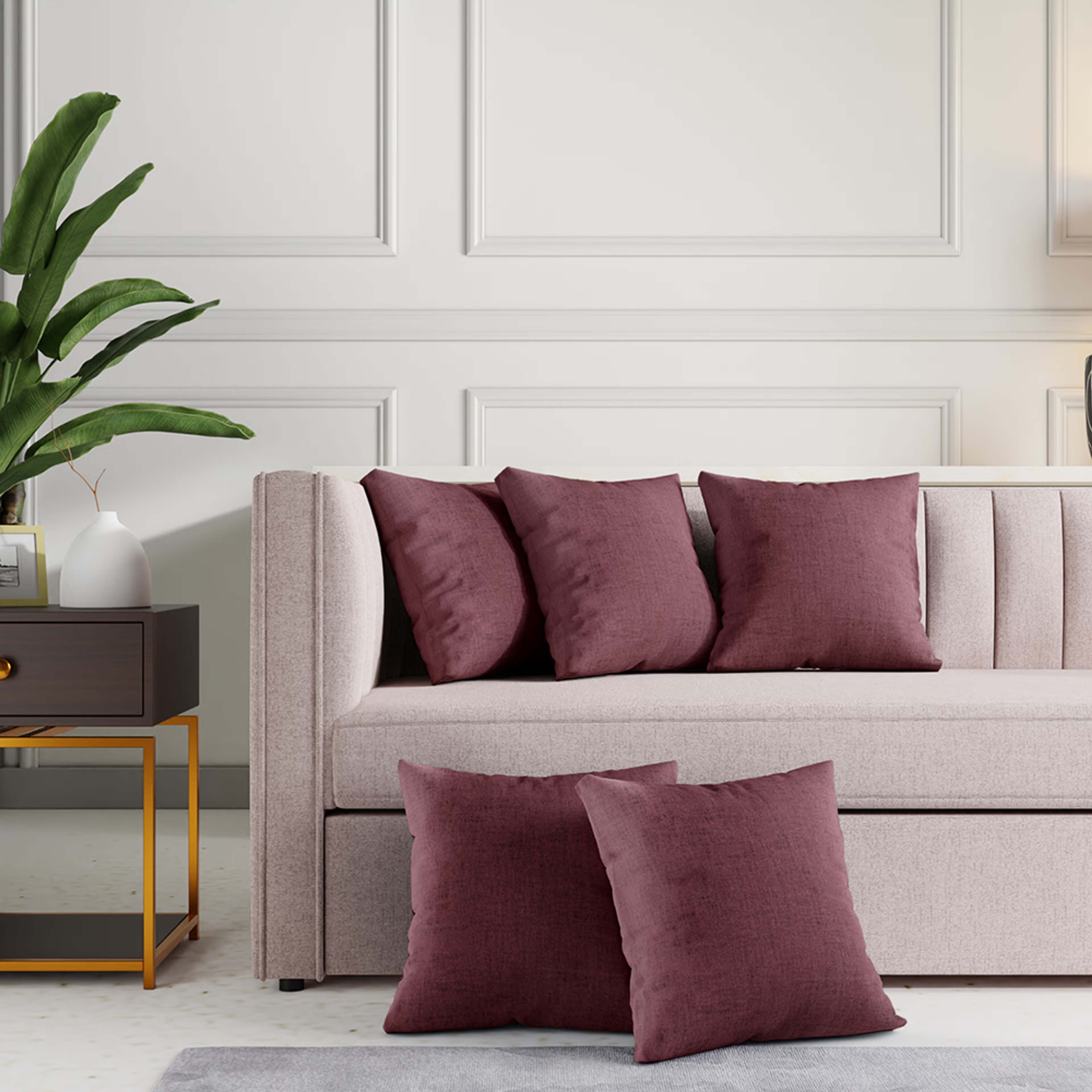Wakefit Premium Cushion Cover Rose Brown 16x16 Set of 5 set of 5, Rose Brown