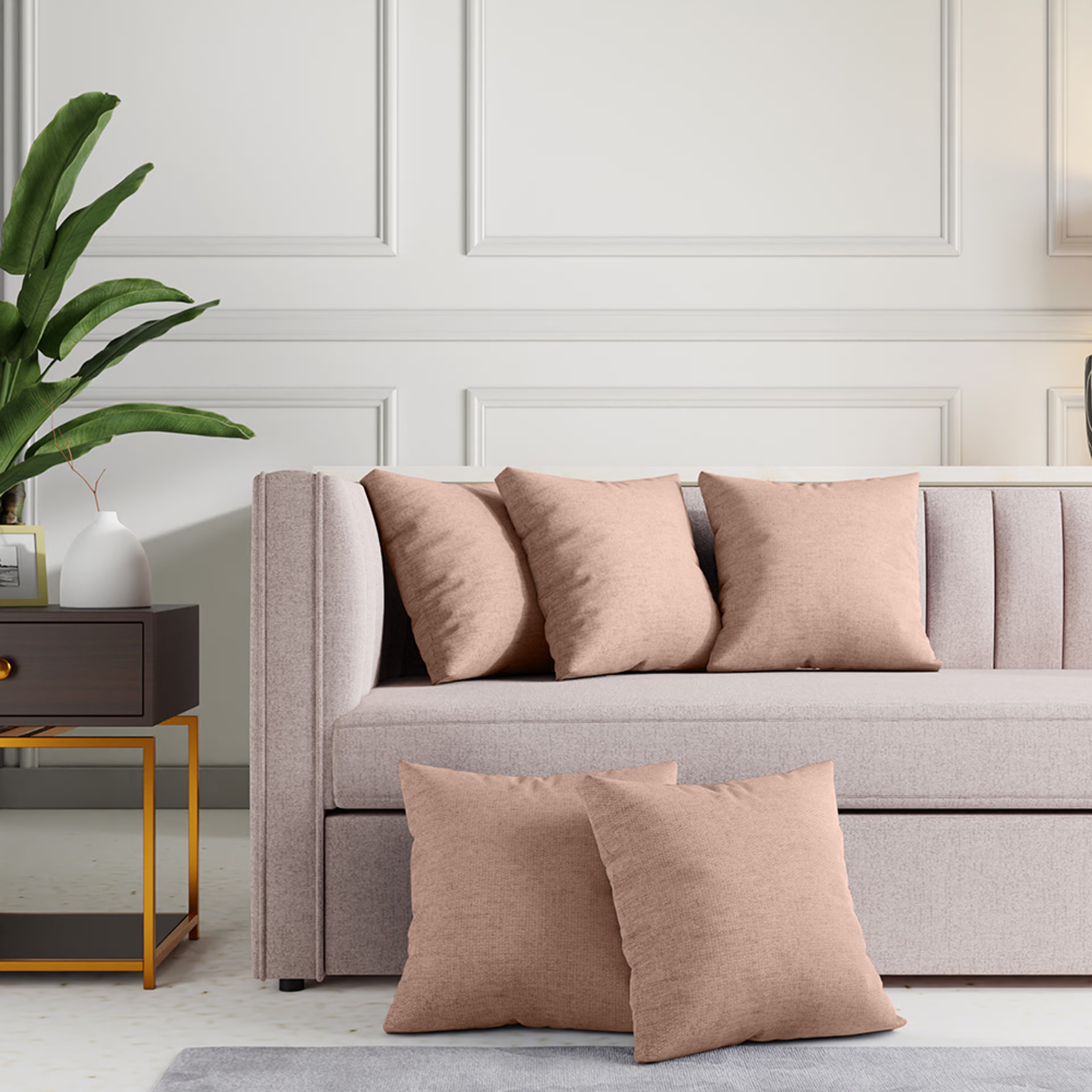 Wakefit Premium Cushion Cover Amphora Brown 16x16 Set of 5 set of 5, Amphora Brown