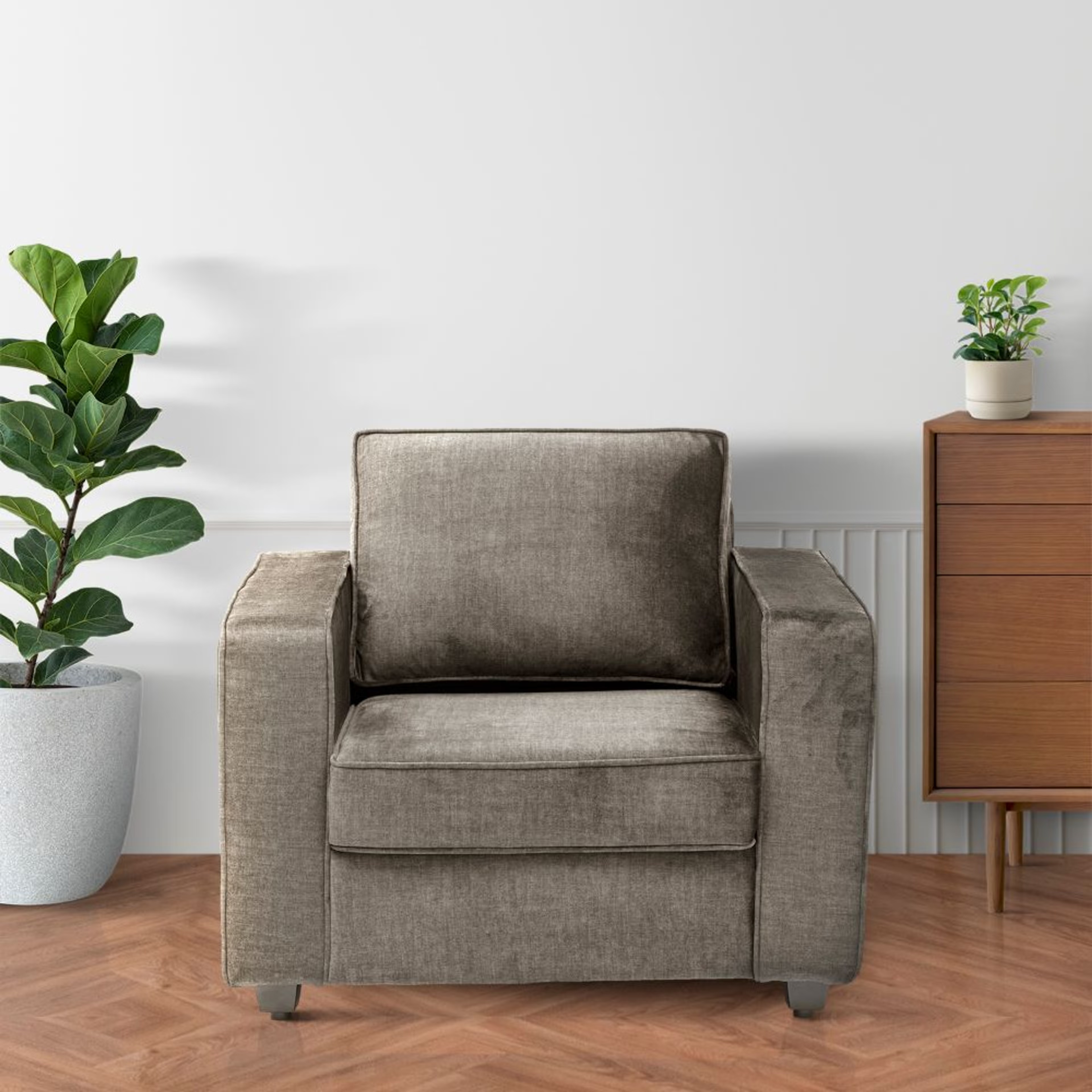Wakefit Napper Plus Sofa - Single Seater Vogue Taupe Regular, Single Seater, Taupe
